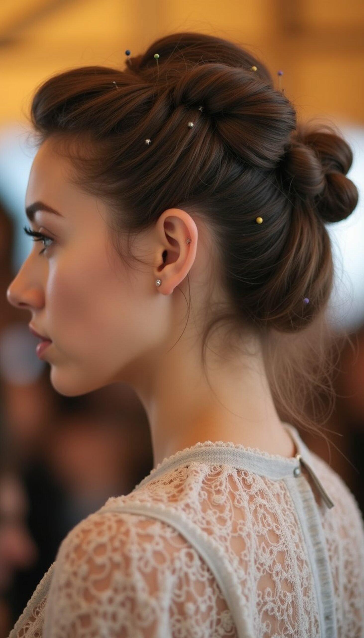 Two-Strand Twist Updo Secured With Pins