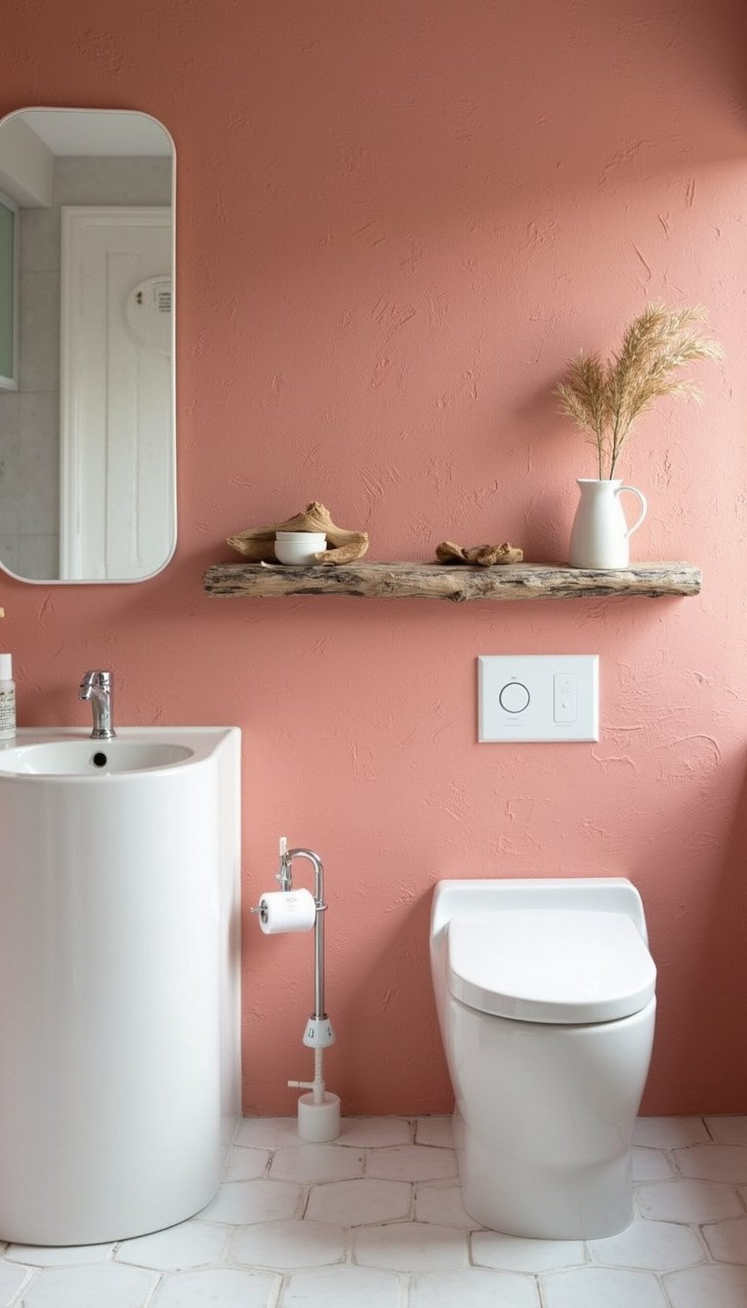 Coral-textured accent wall with sponging technique