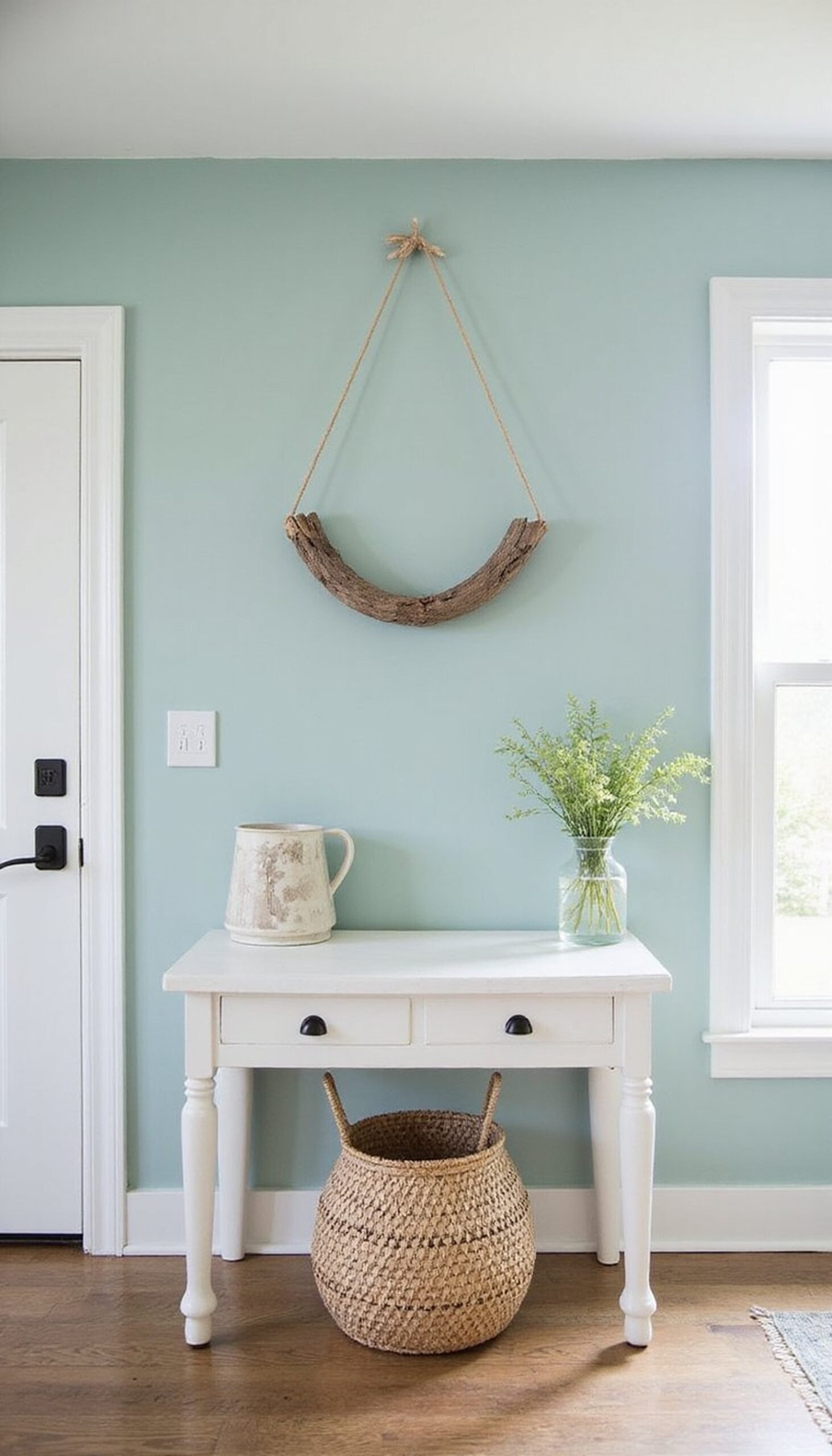 Driftwood wall hanging with sea-inspired layout