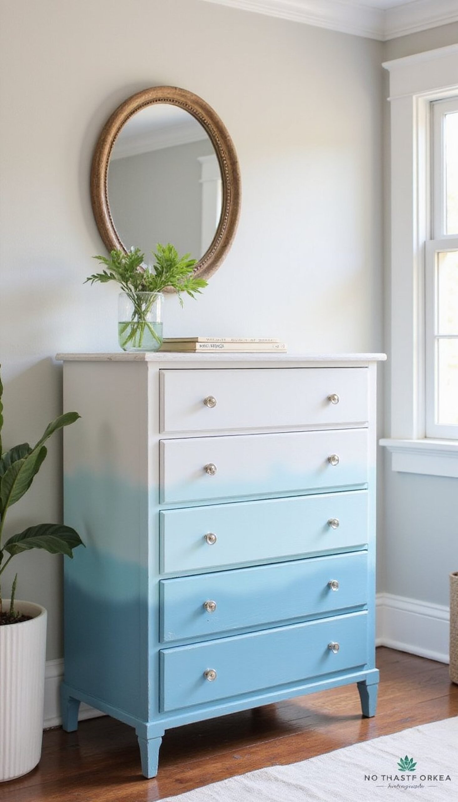 Painted ombre dresser that fades like sky to sea