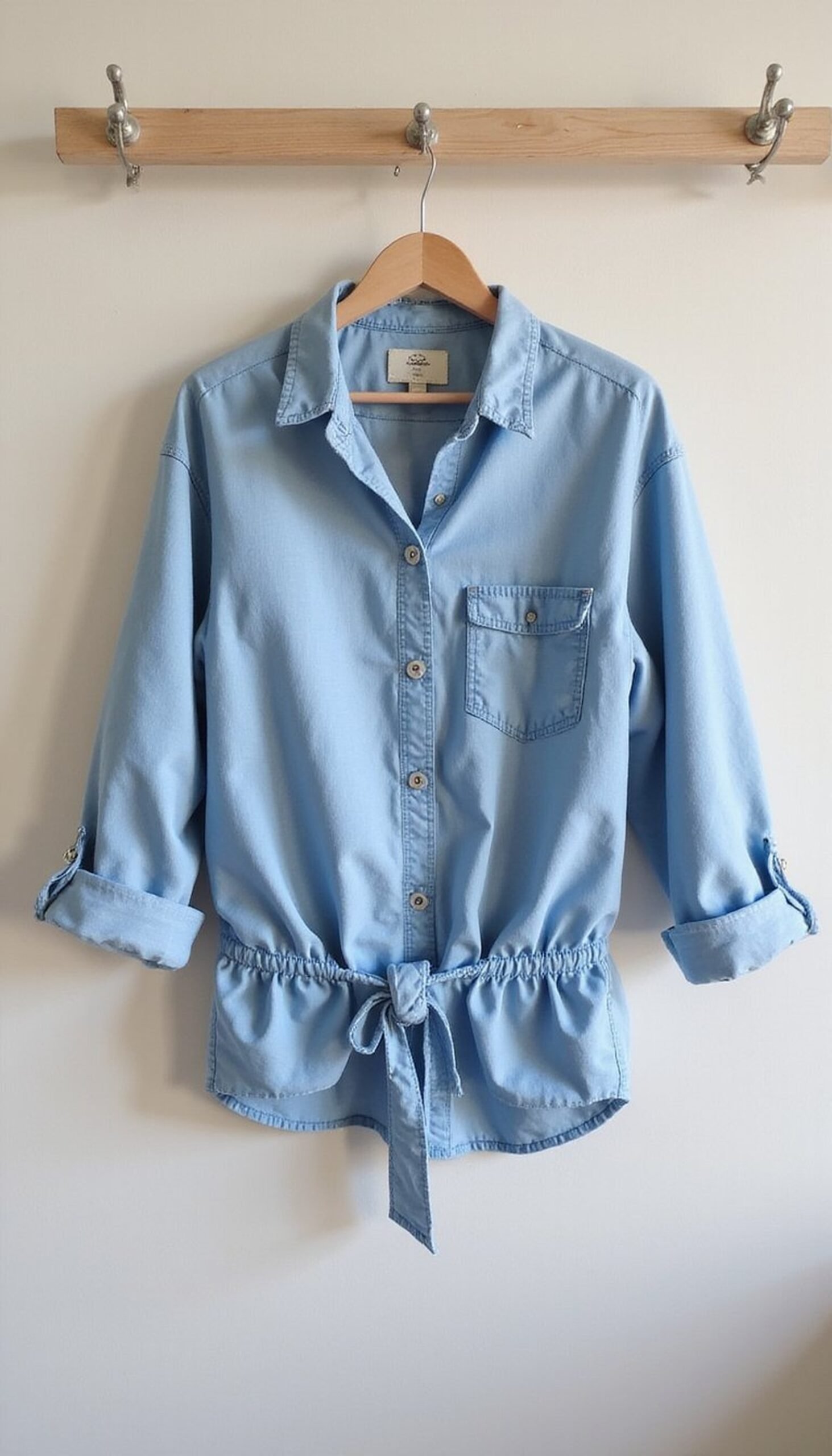 Upcycled button-up shirt into a breezy shirt-dress