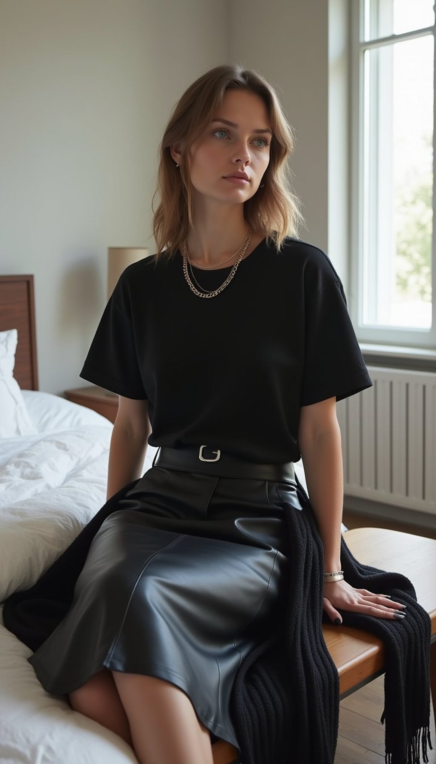 Monochrome black outfit with texture play