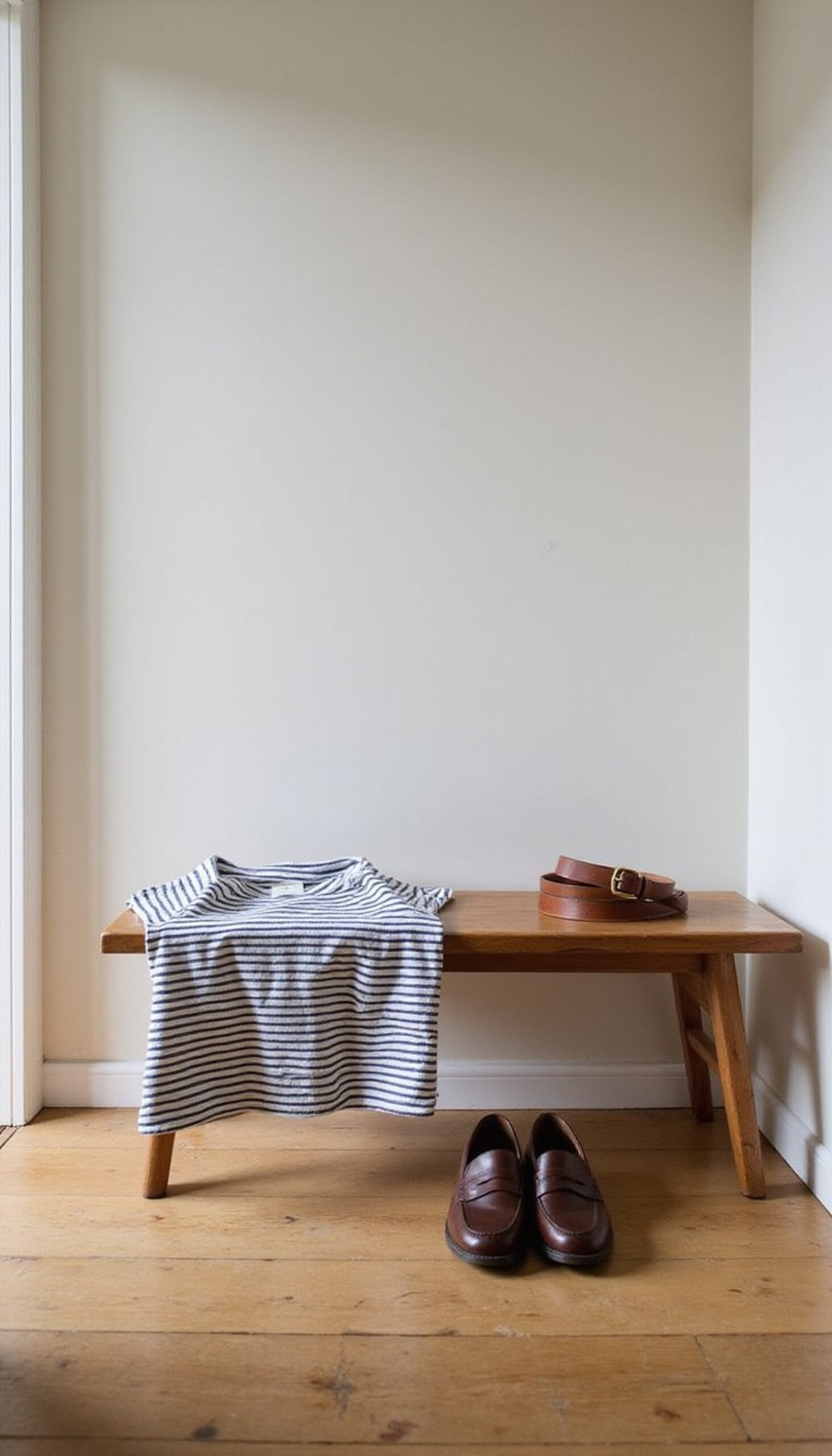 Striped tee and chinos for casual polish