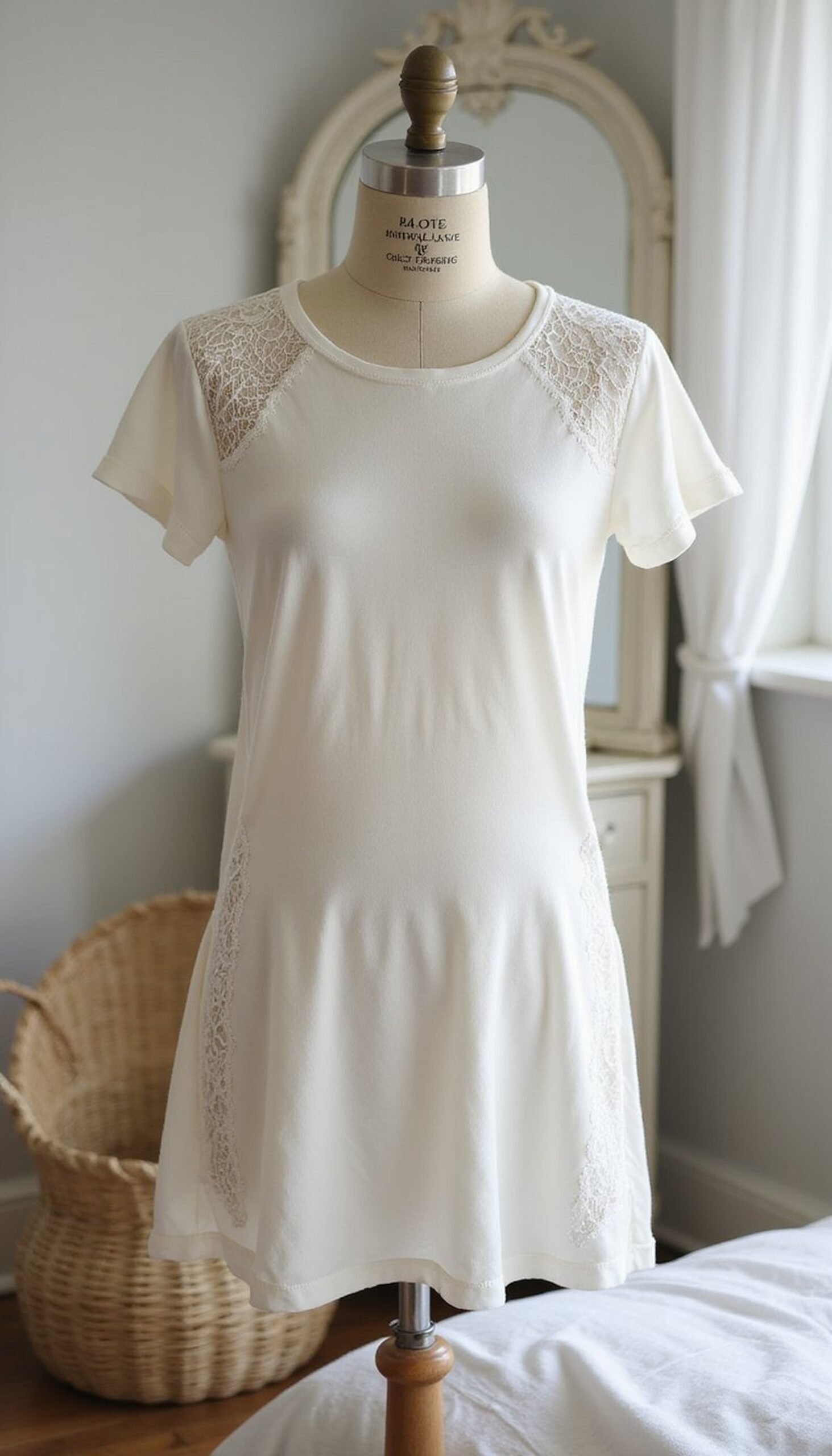 Lace Trim Inserted Into a Simple Tee Dress