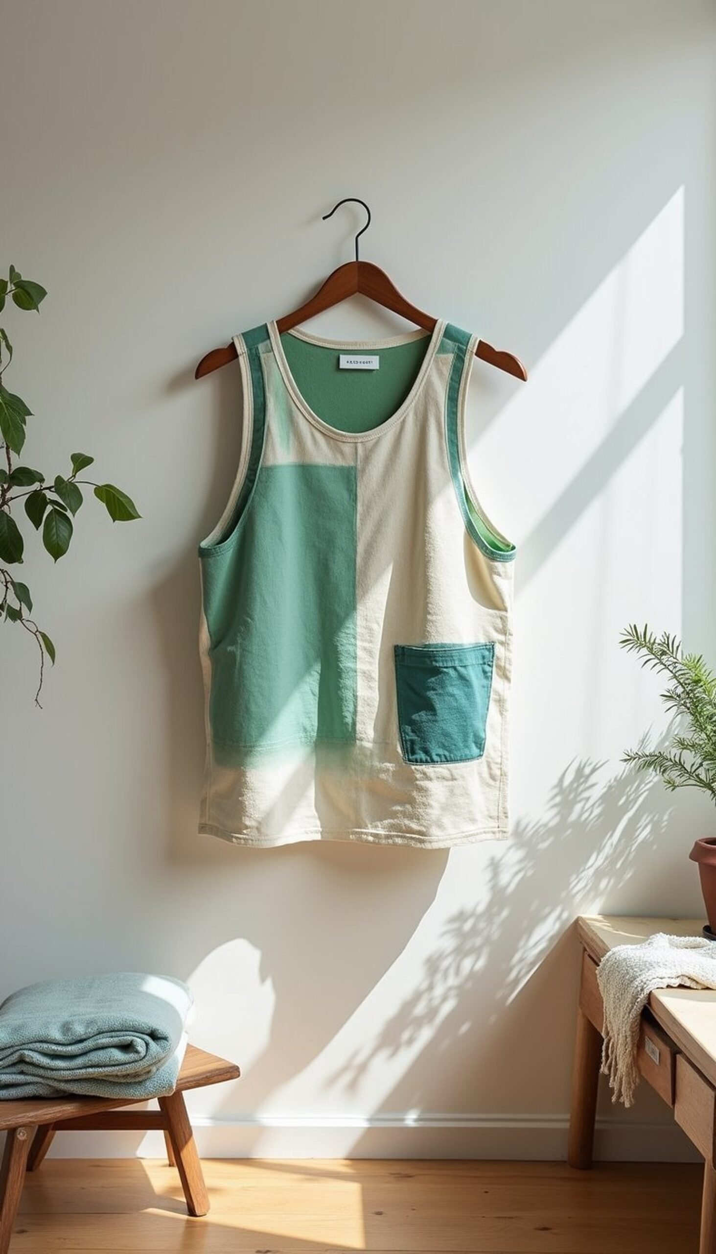 Painted Canvas Vest from an Old Tote Bag