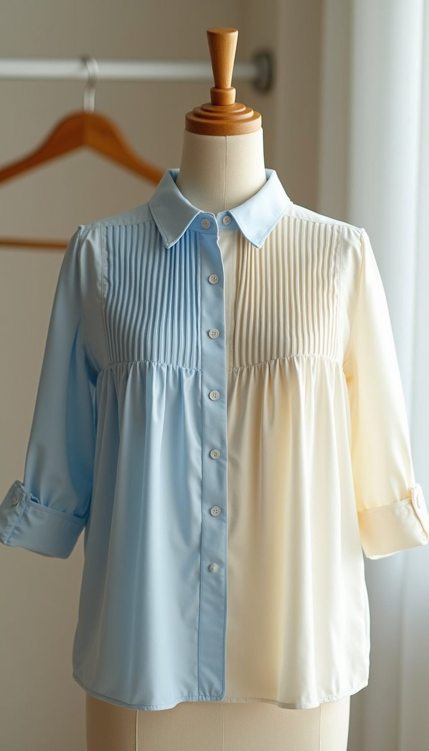 Pleated Top from an Old Shirt Collar and Panels