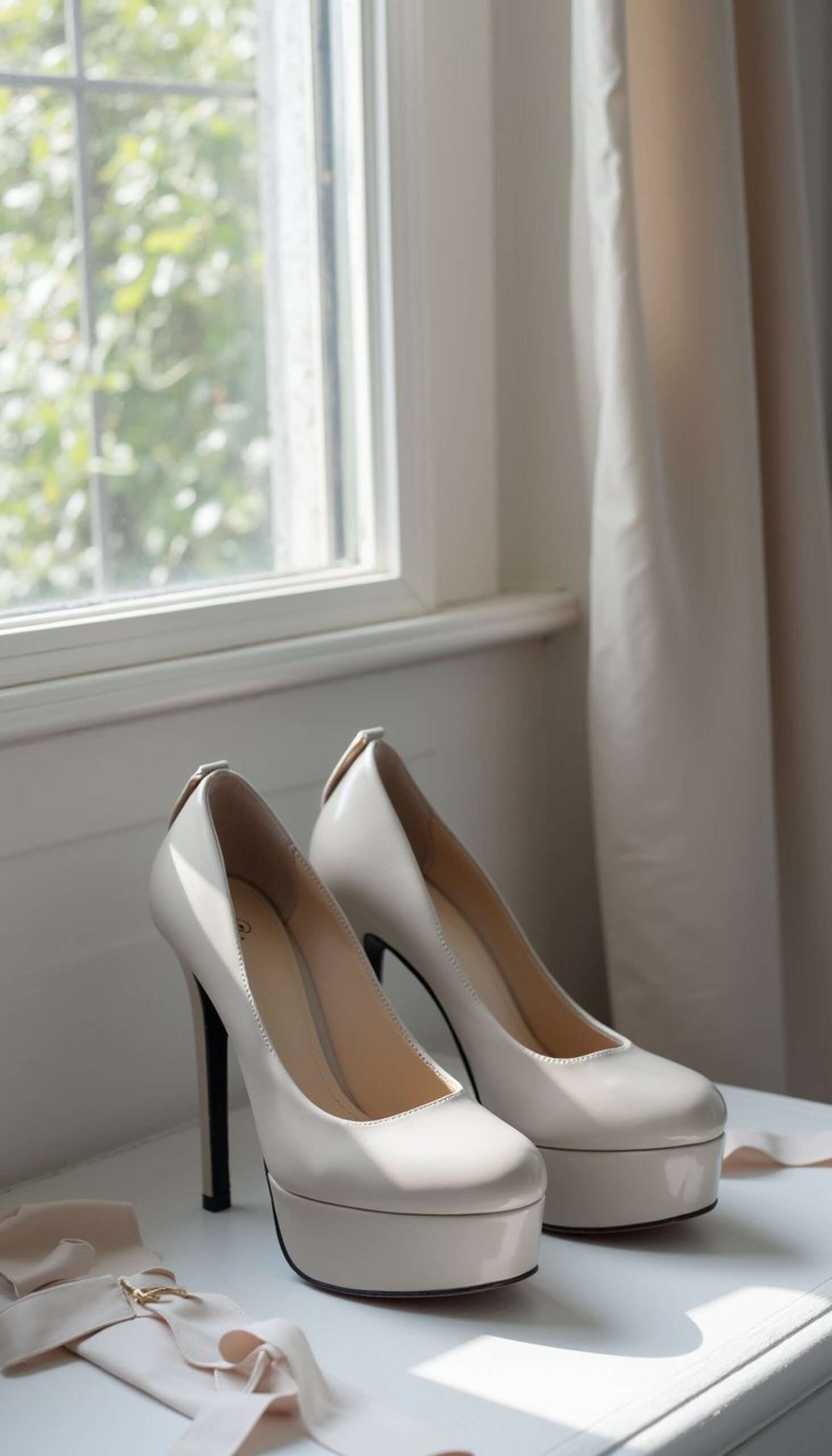 Monochrome look with painted platform shoes