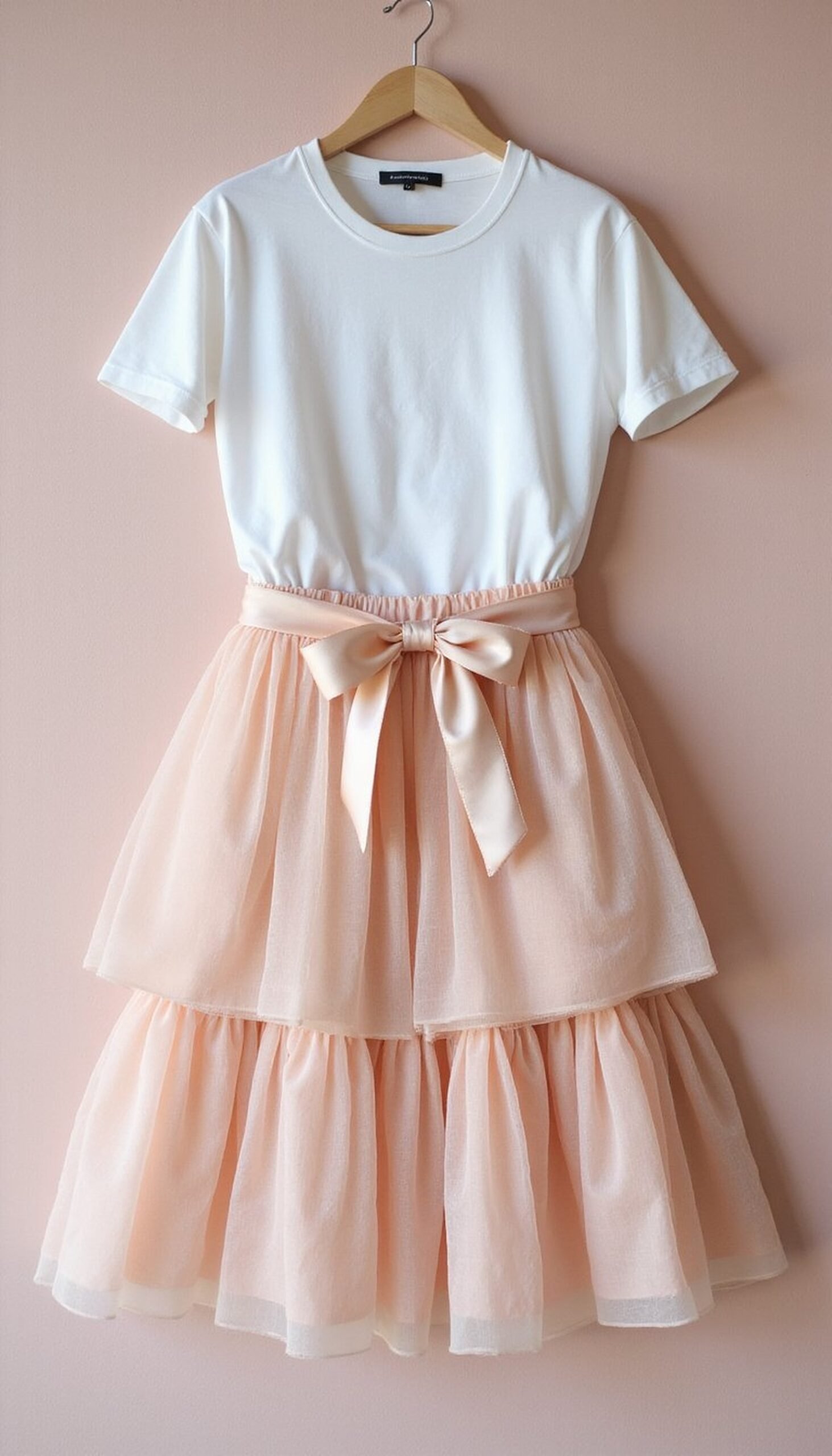 Tulle maxi skirt over simple tee and sash