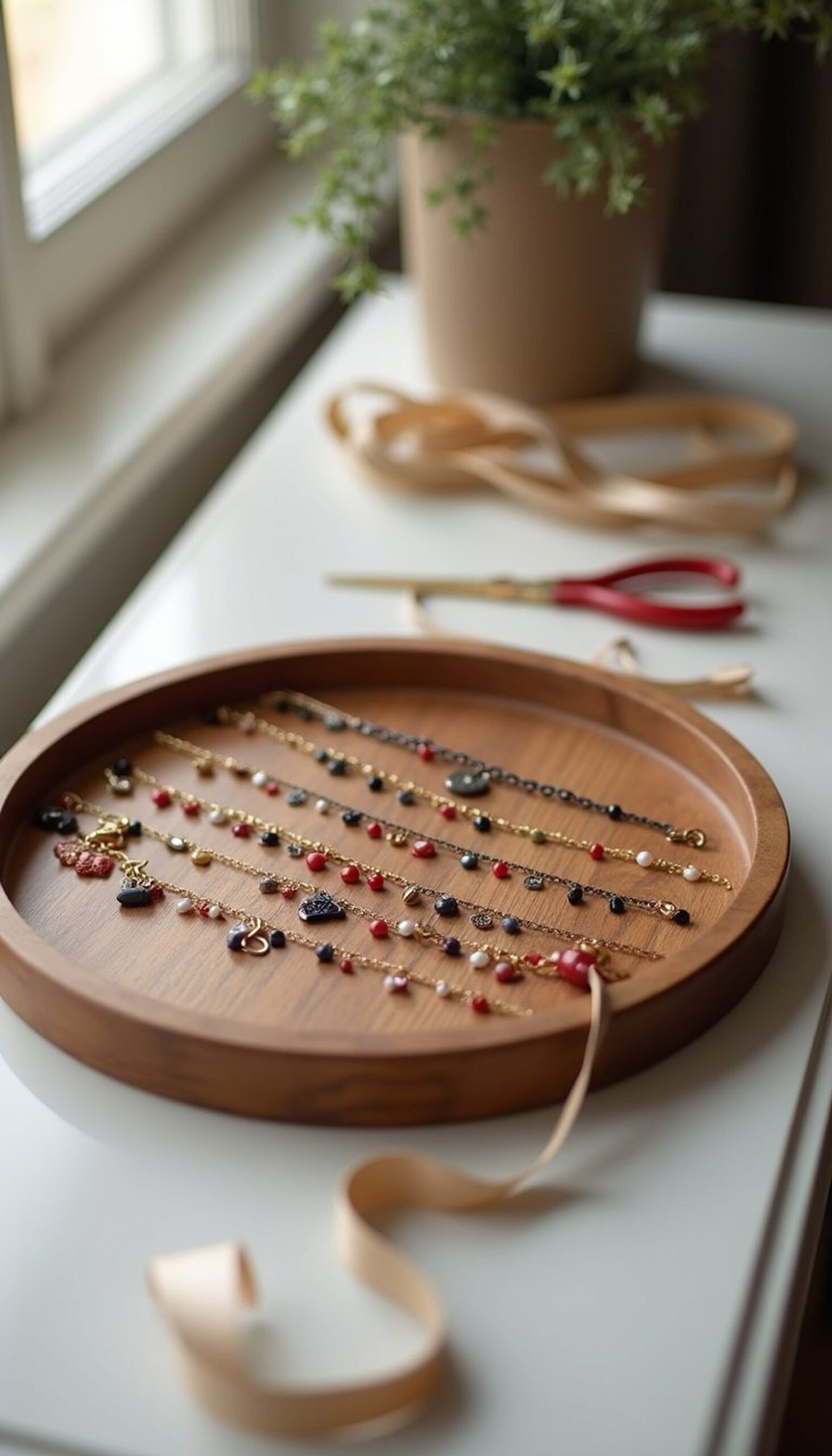Layered necklaces with tiny flag-inspired charms