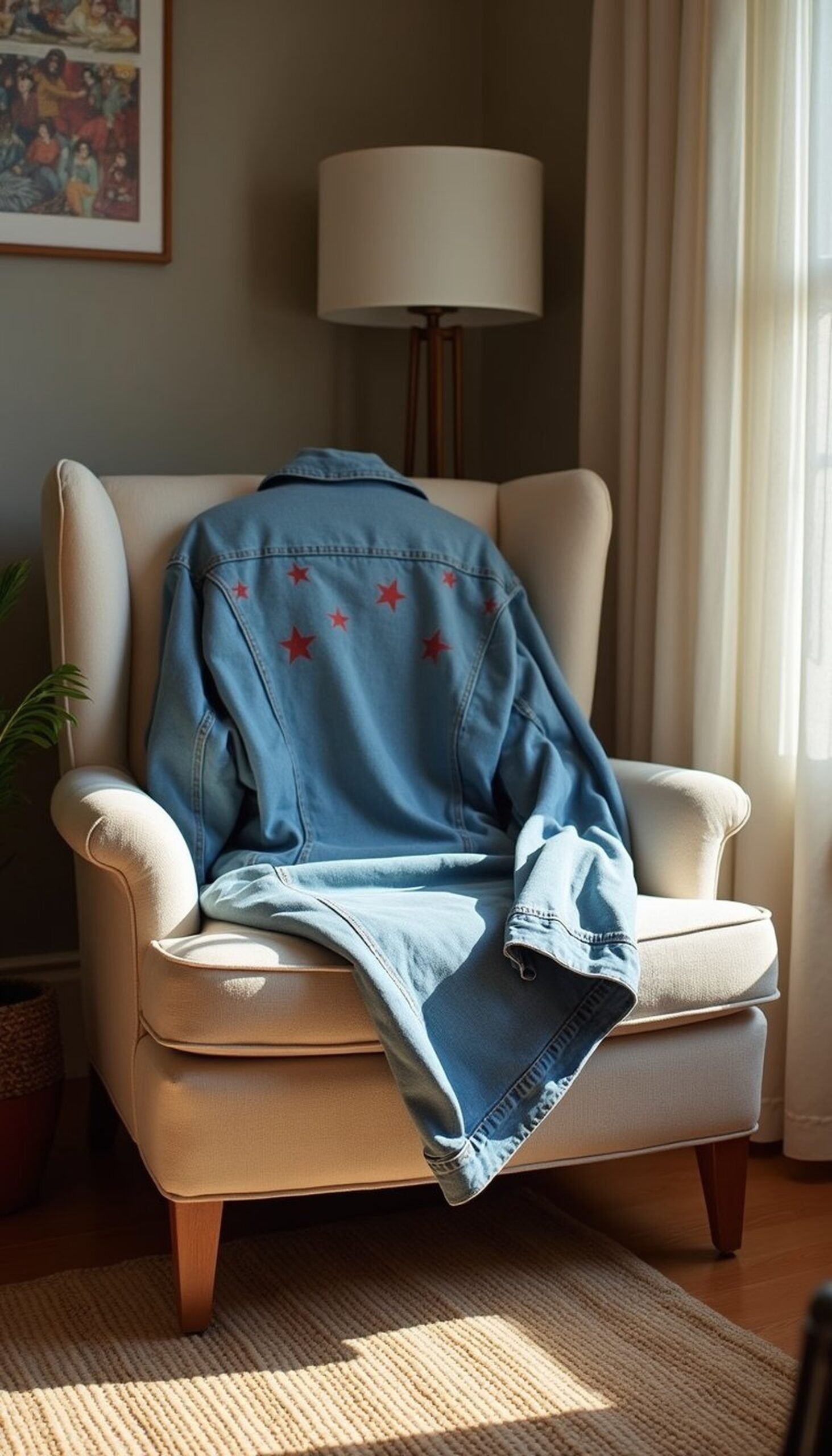 Star-stamped denim jacket for chilly nights