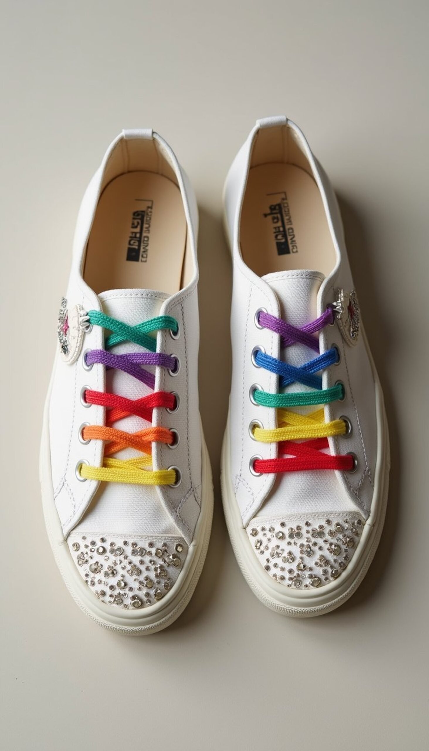 Embellished Sneakers with Rainbow Lace Swap