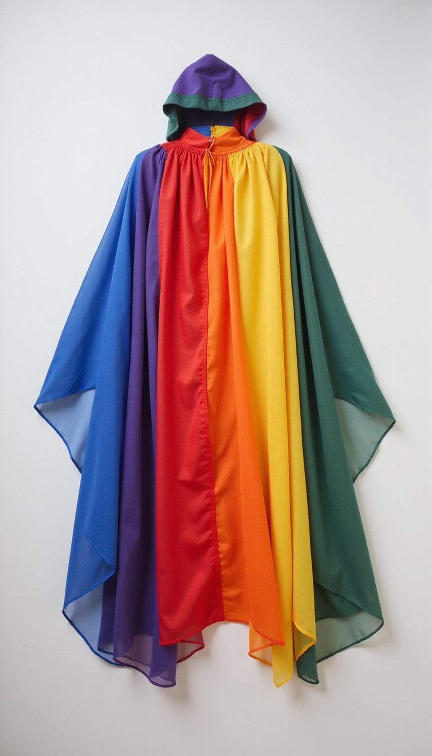 Flag-Striped Cape Sewn from Lightweight Fabric