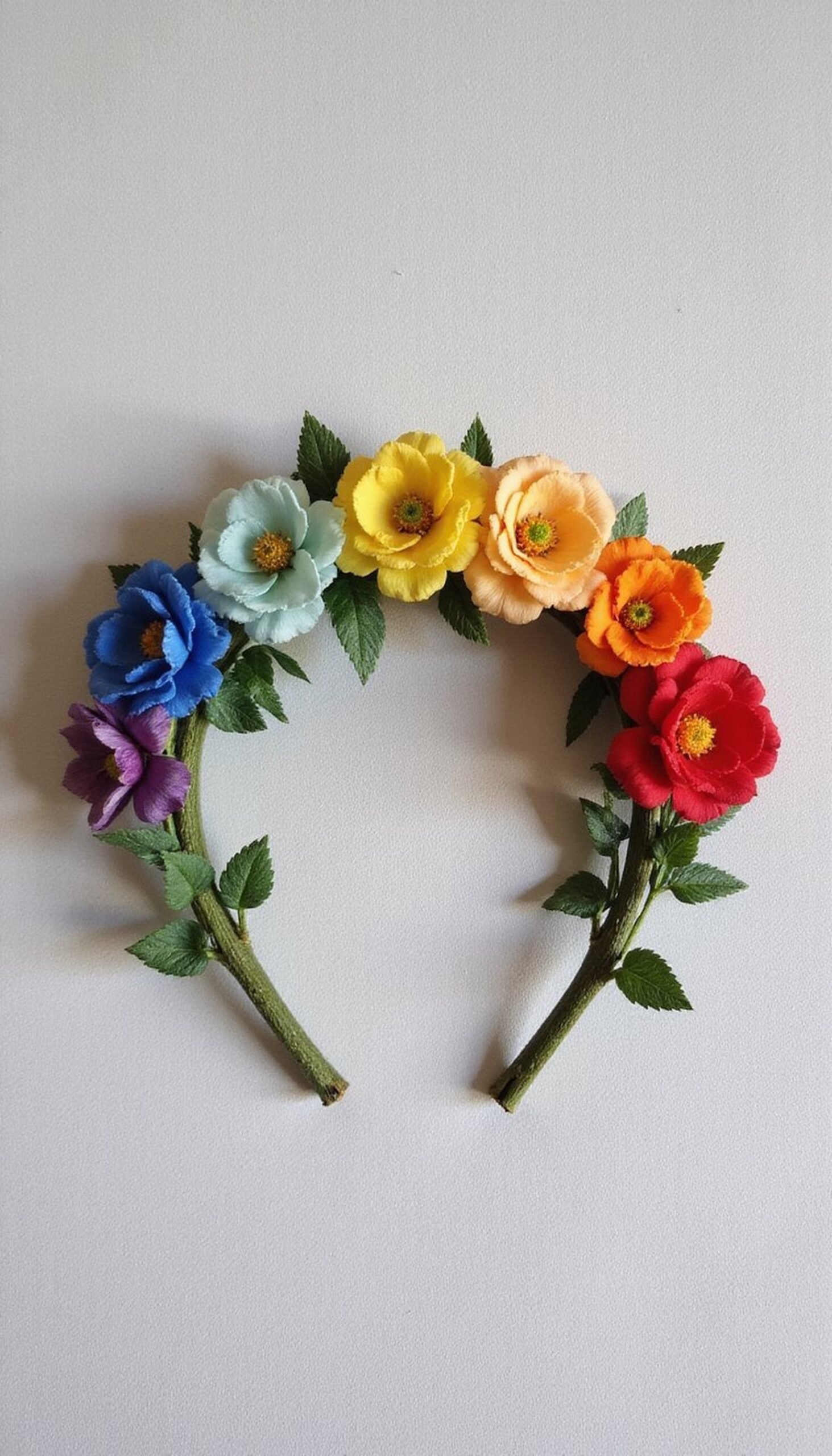Floral Crown with Colorful Faux Blooms