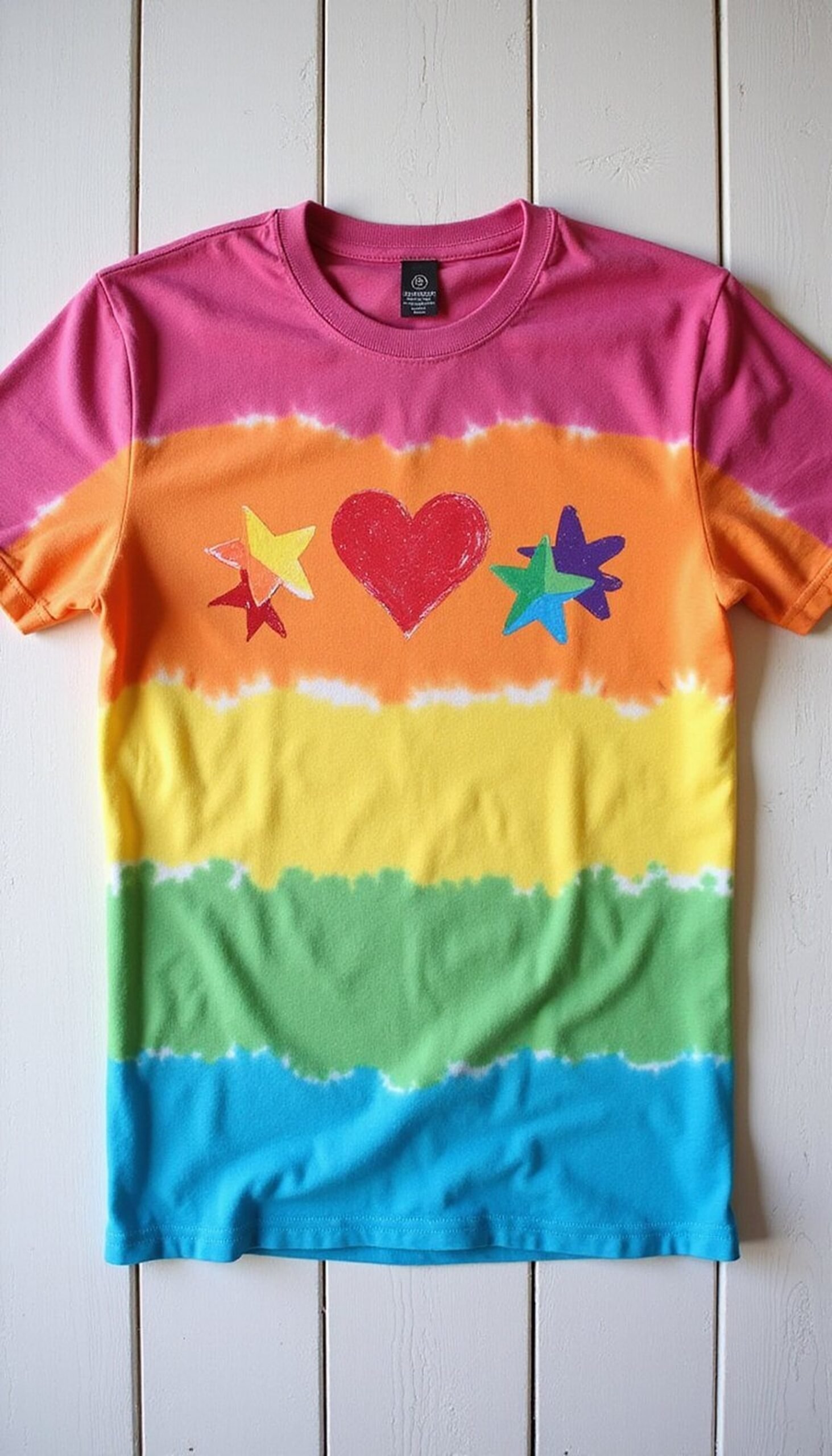 Tie-Dye Tee with Hand-Painted Pride Icons