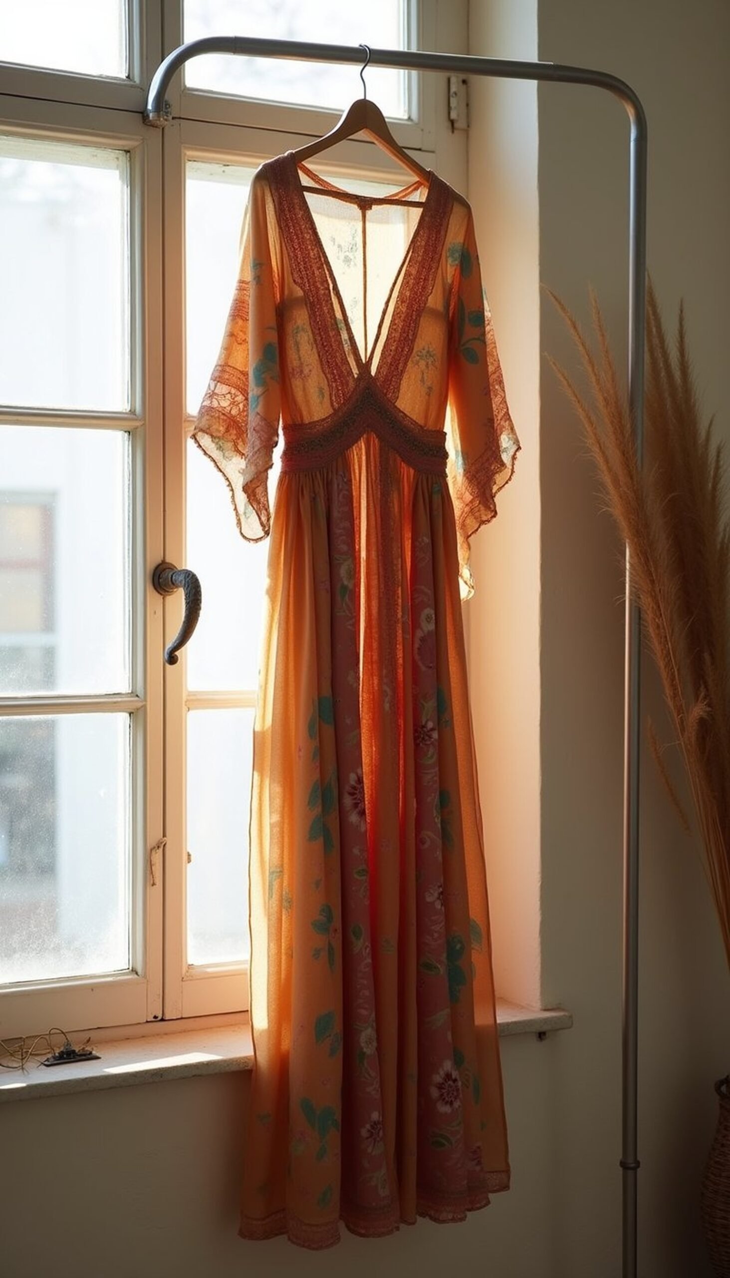 Boho festival dress built from a vintage silk scarf