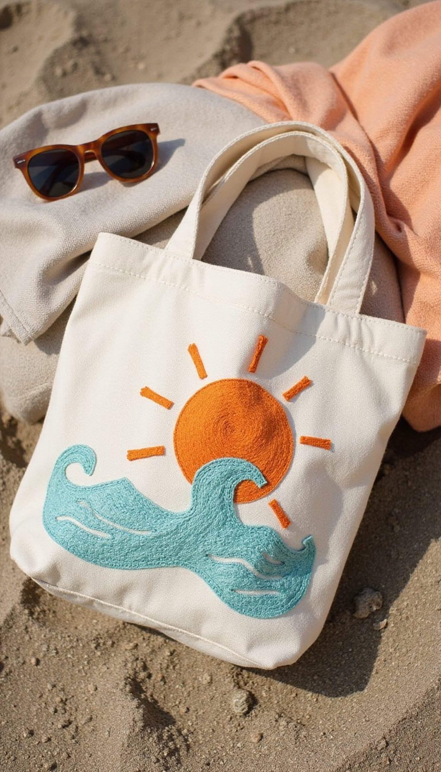 Embroidered tote bag for beach essentials and more