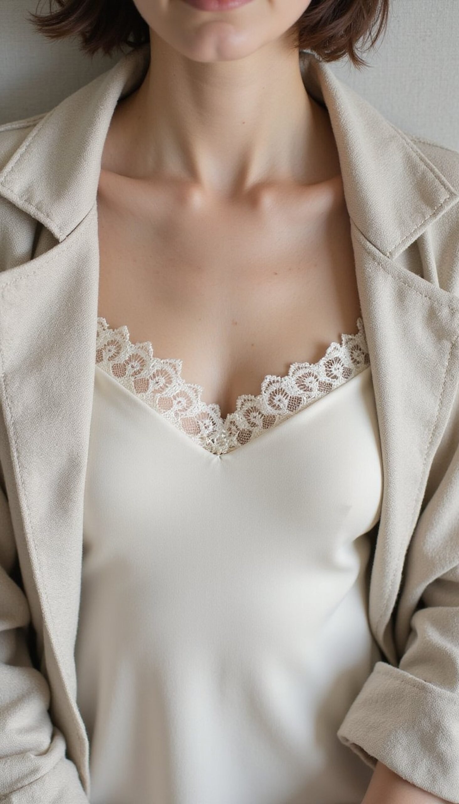 Lace-trim camisole reworked from an old blouse