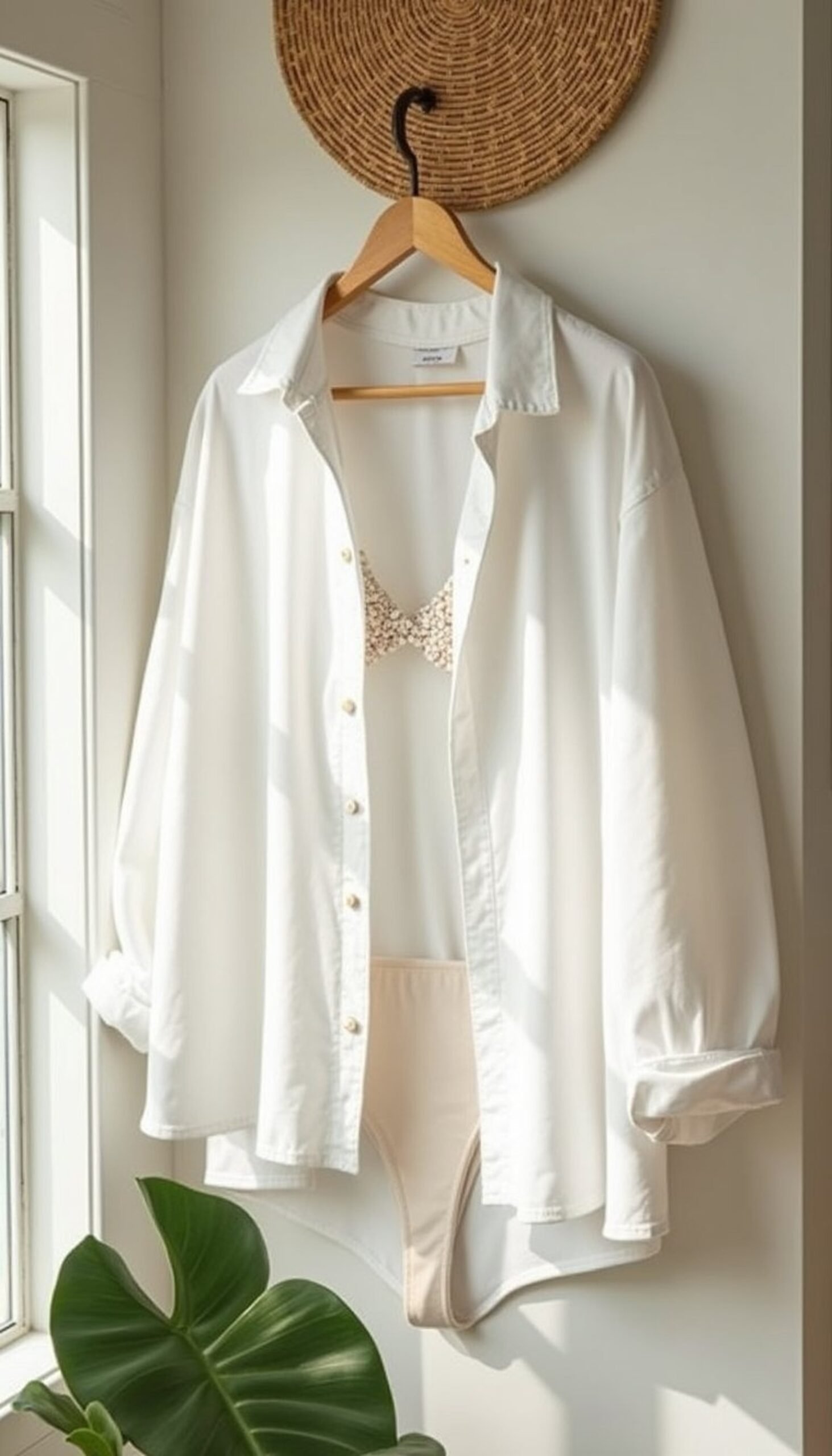 Shell-buttoned cover-up crafted from a men's shirt