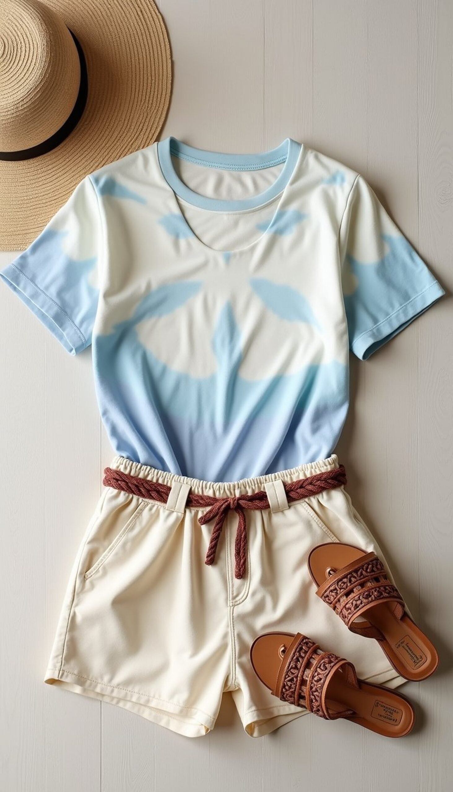 Which sandals pair with a tie-dye set?