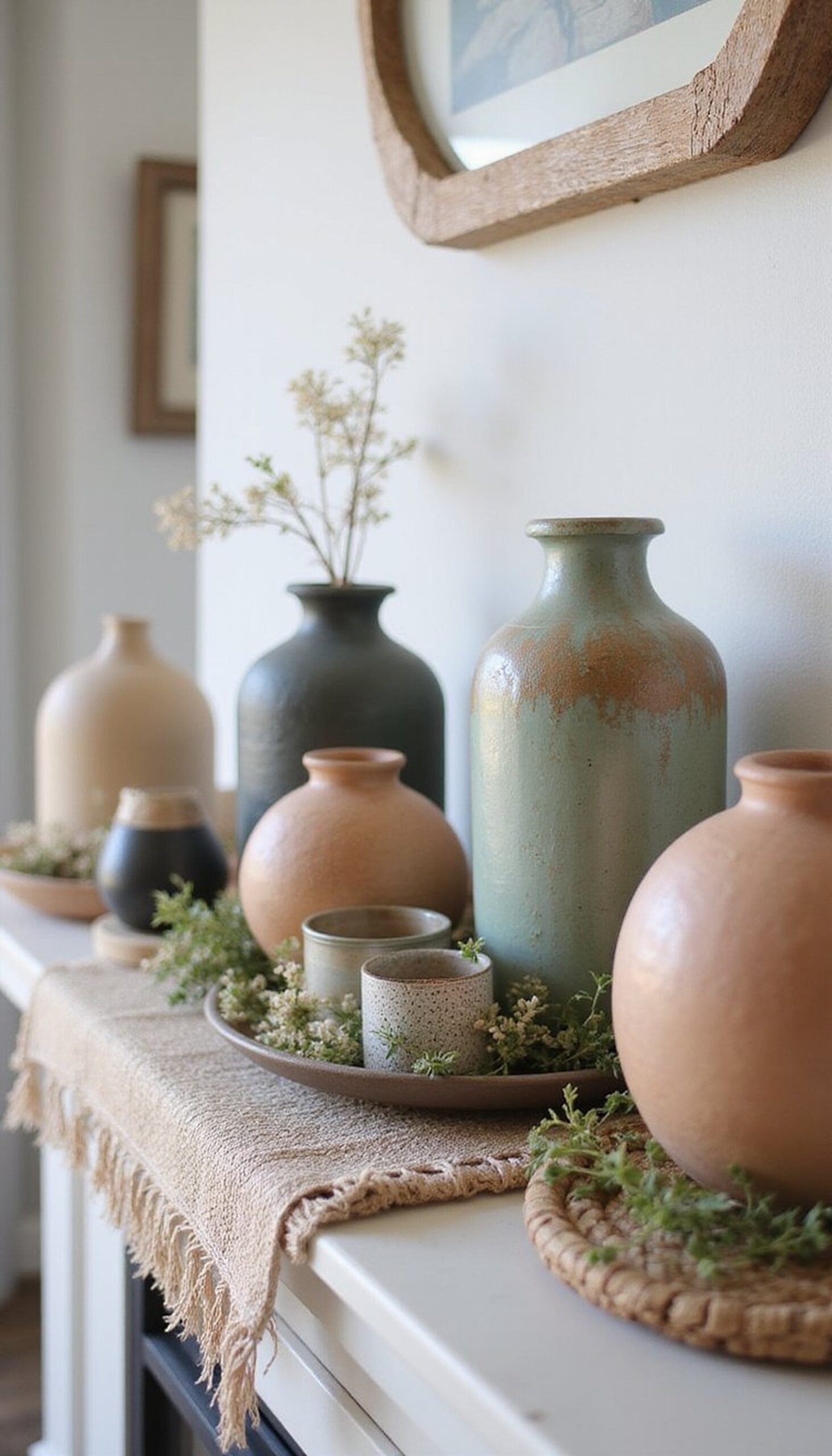 Eclectic pottery mix with layered textures
