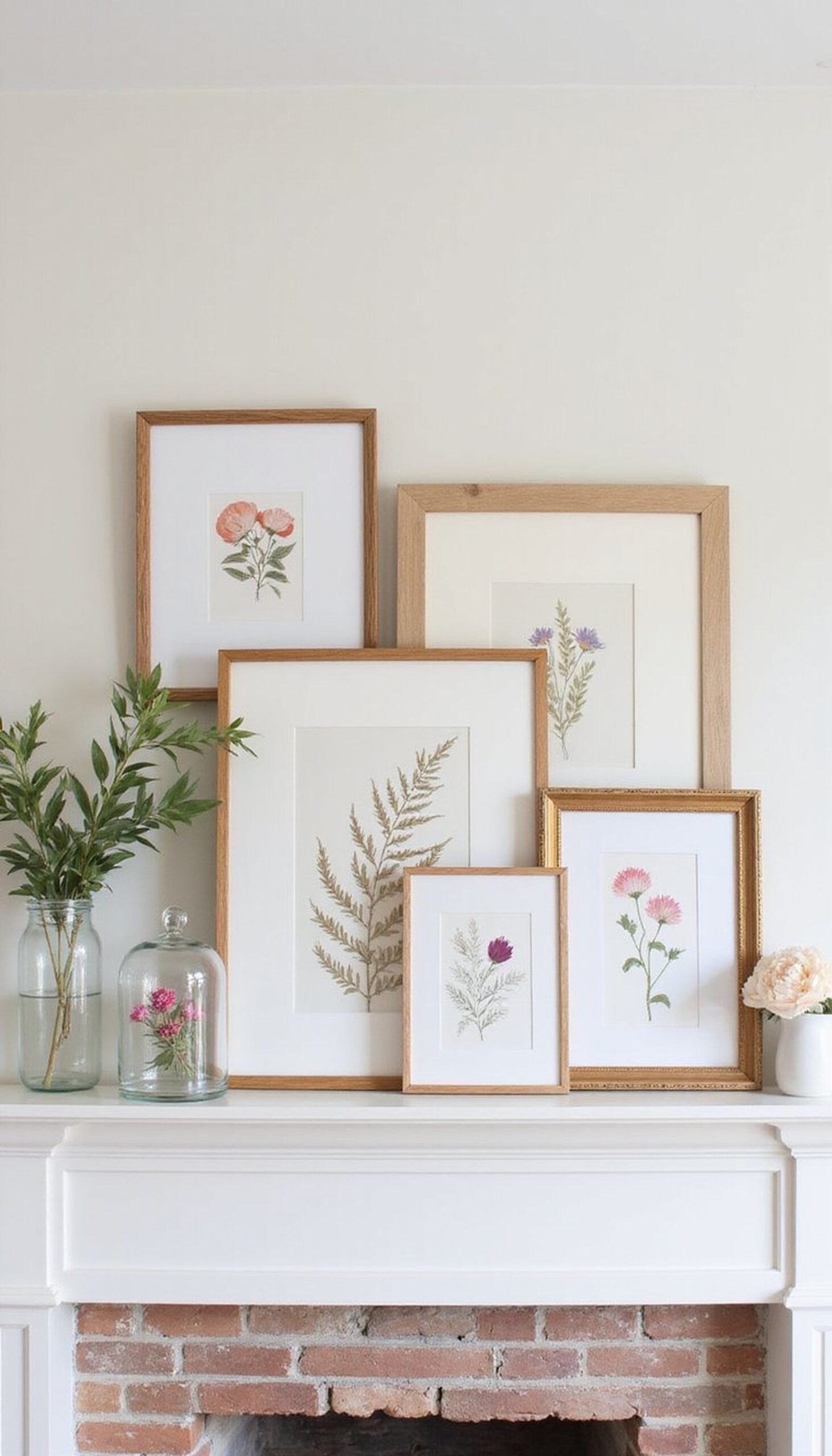 Pressed flowers and botanical print collage