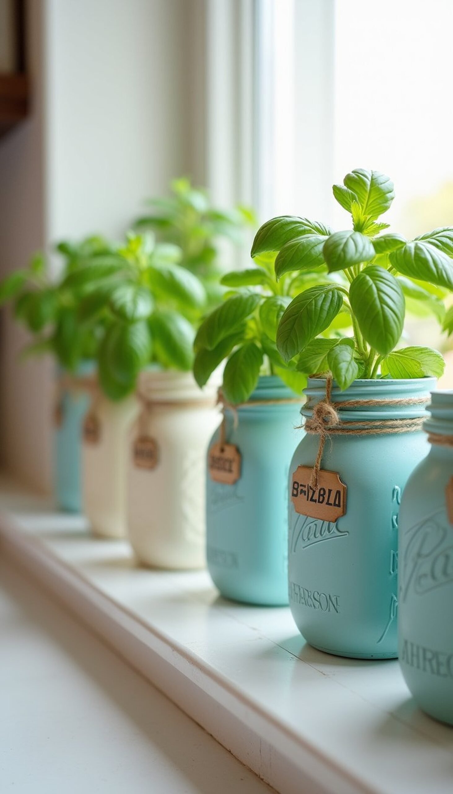 Colorful mason jar herb garden? Yes, really.