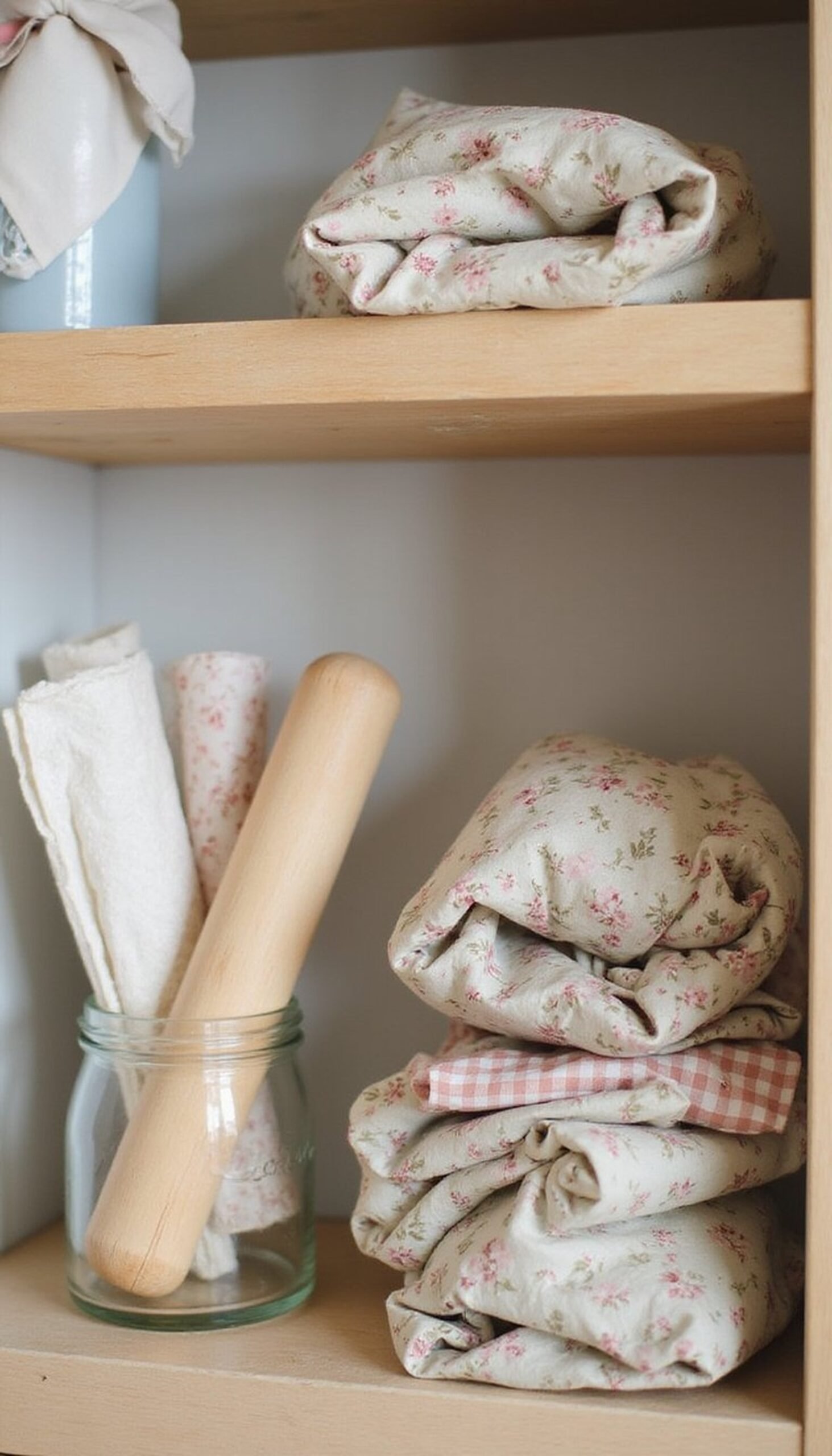 Reusable beeswax food wraps as decor storage