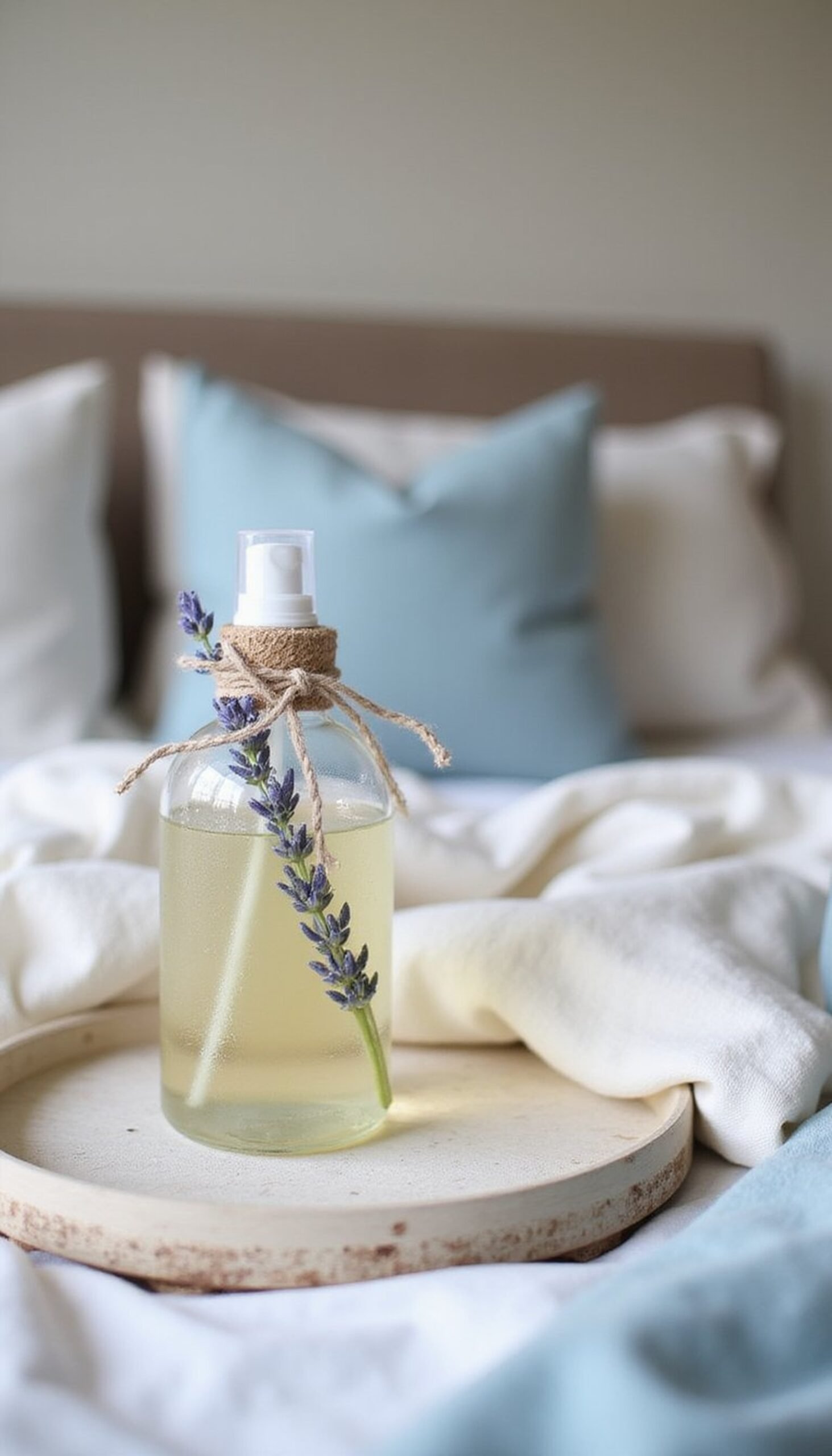 Scented linen spray with vodka and herbs