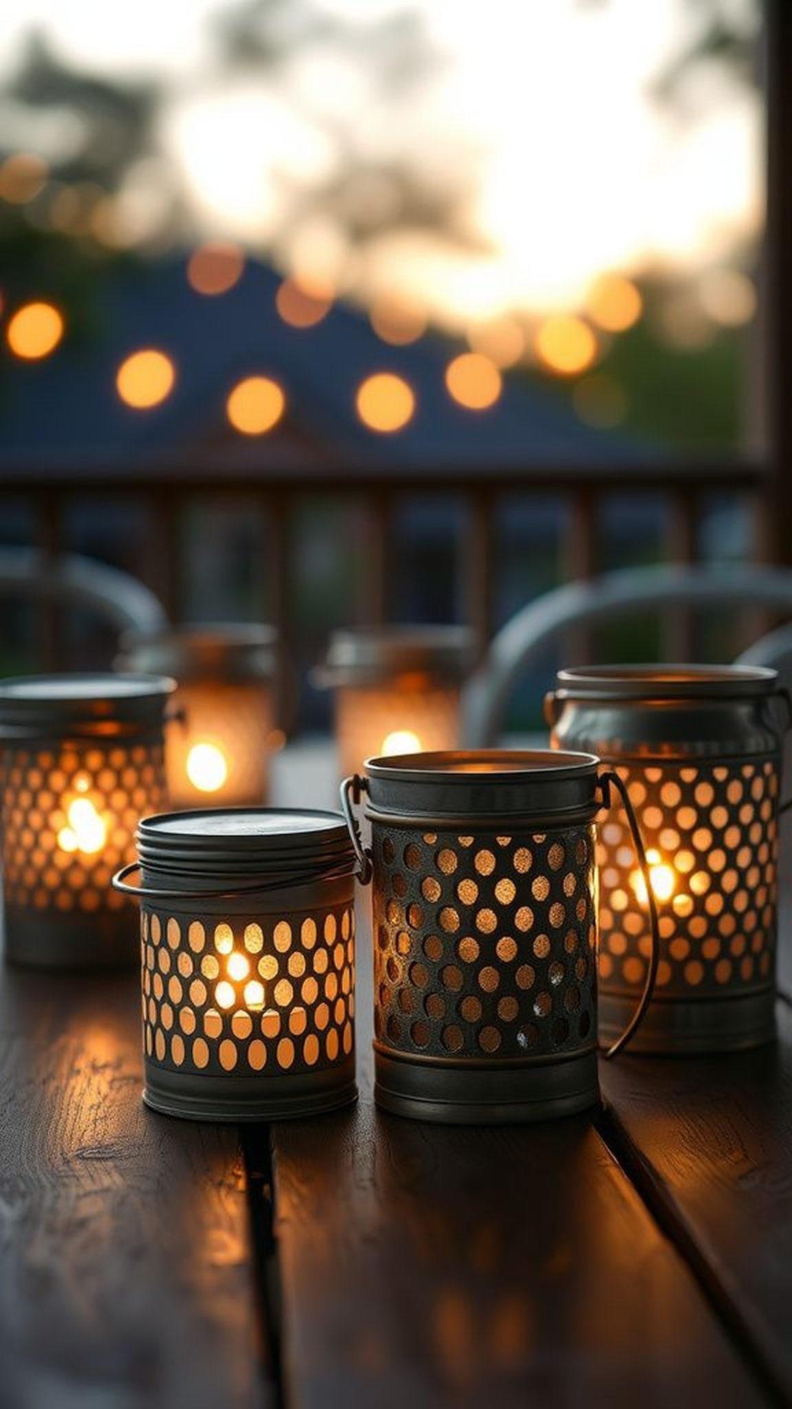 Perforated tealight lanterns with soft glow