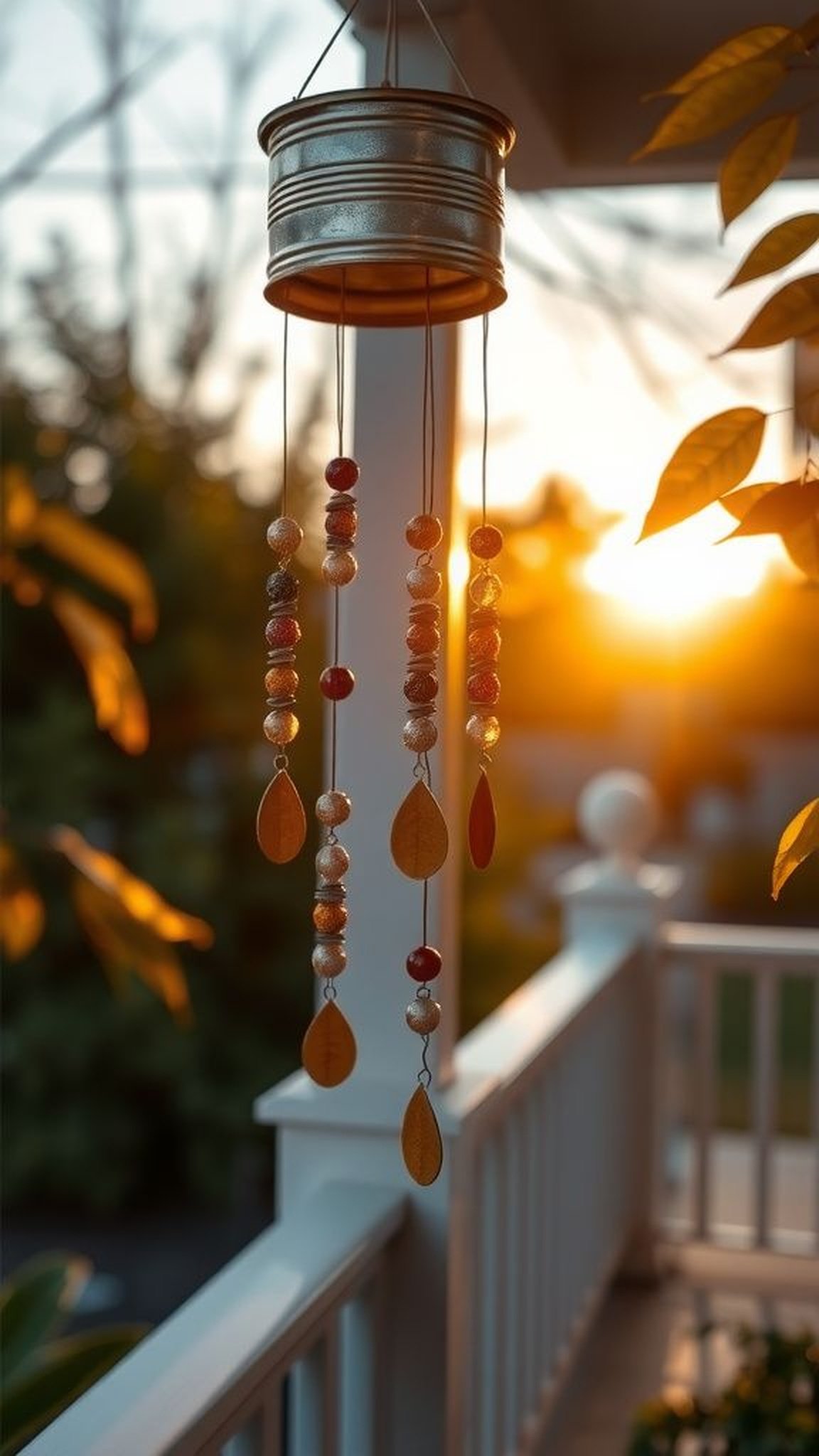 Wind chime bells crafted from painted cans