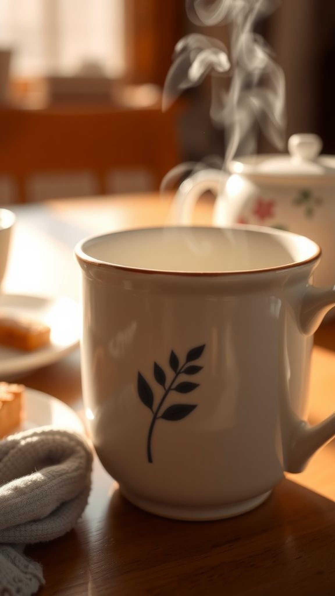 Hand-painted ceramic mug with a subtle motif