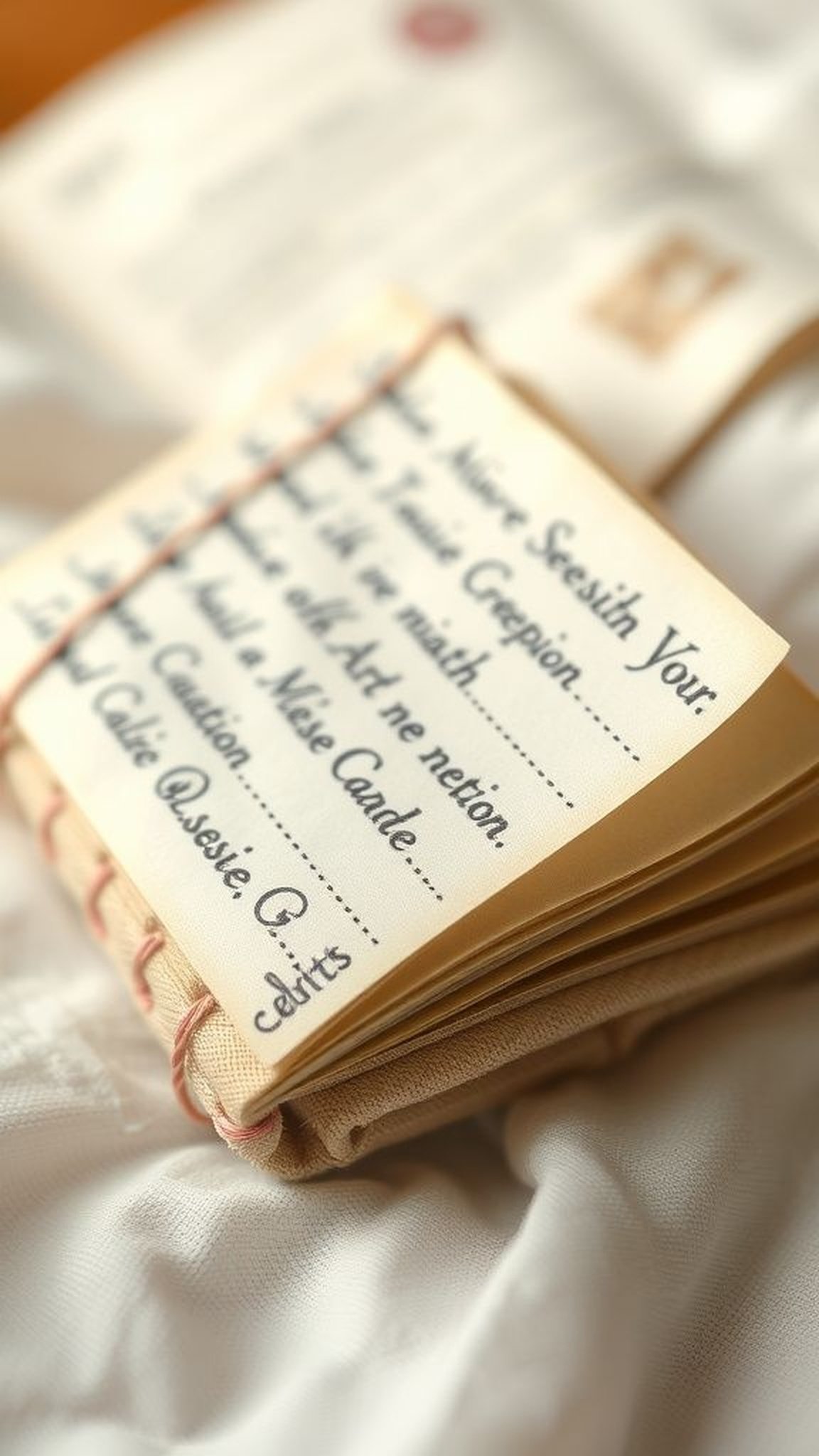 Hand-stitched fabric coupon booklet for favors