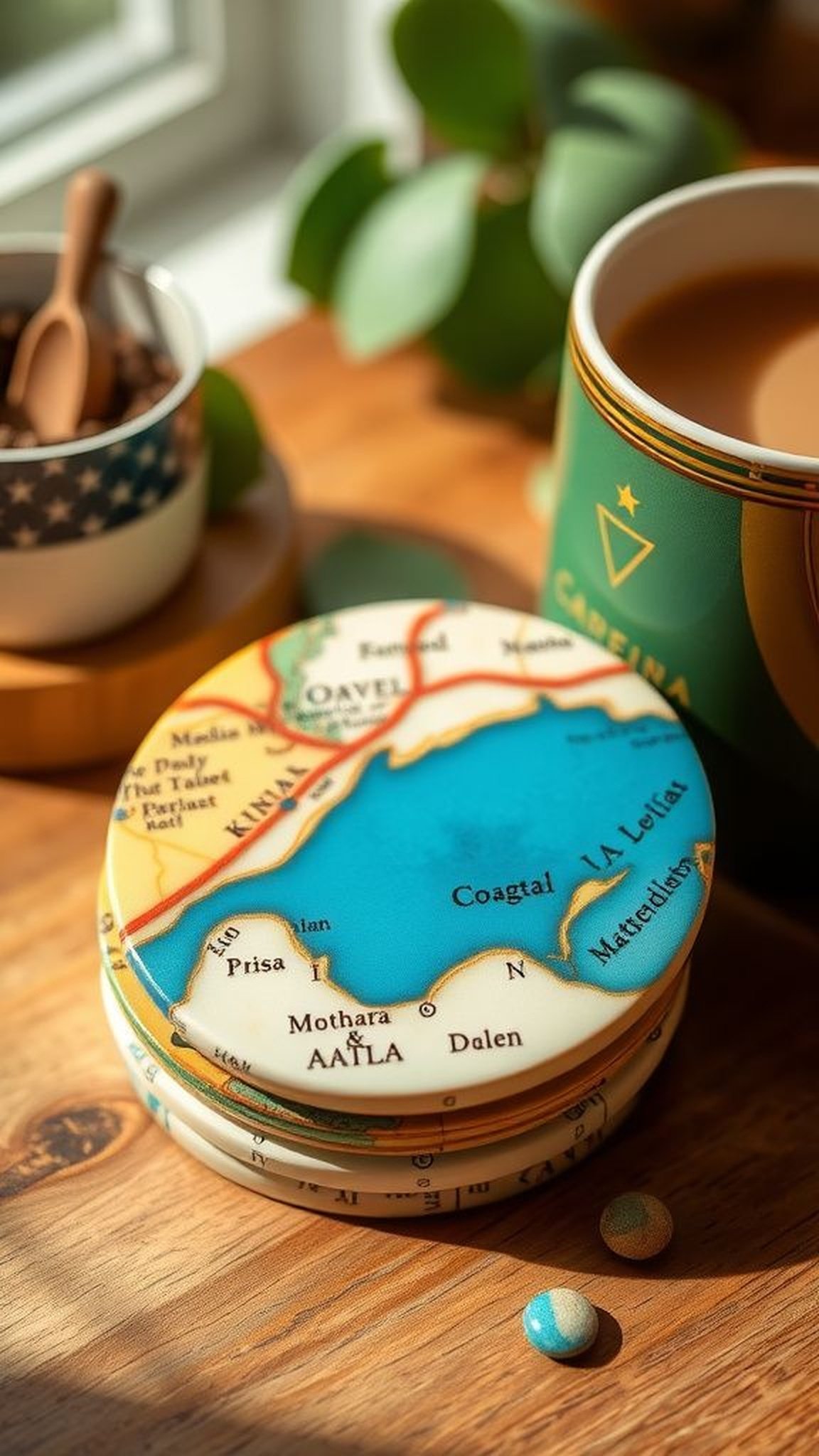 Map-coasters marking meaningful routes