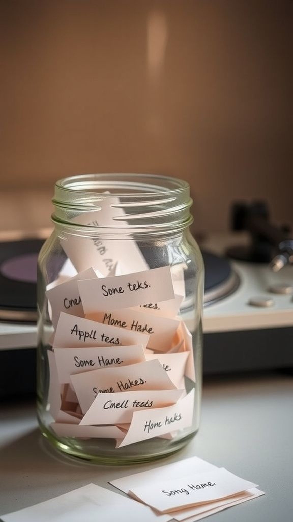 Personal playlist jar with handwritten titles