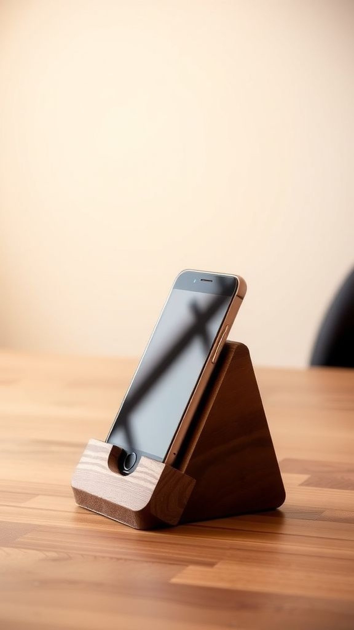 Rustic wooden phone stand from offcuts