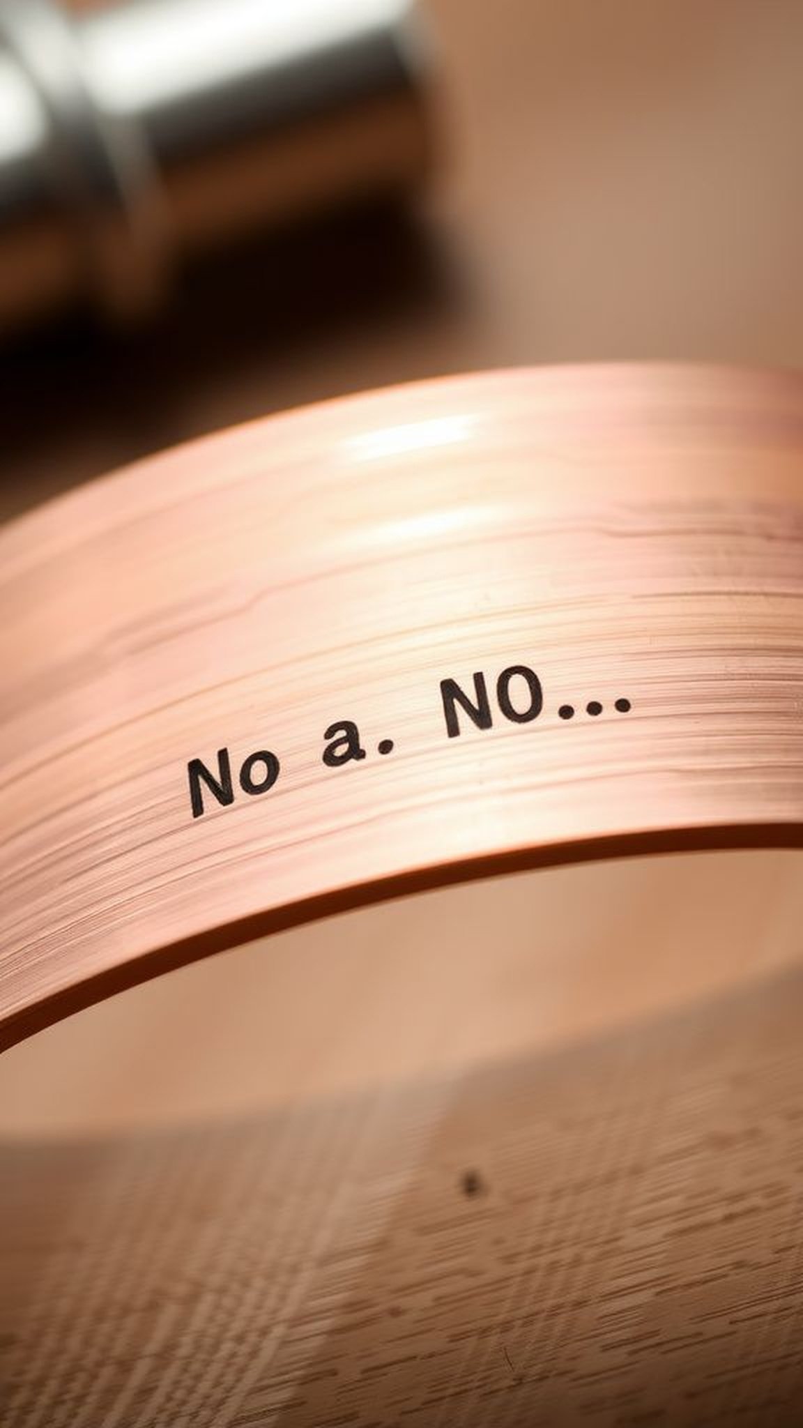 Stamped metal cuff with a short message