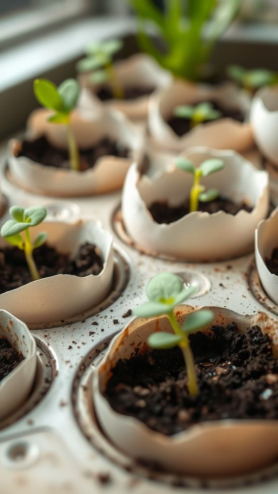 Eggshell planter cluster for delicate seedlings