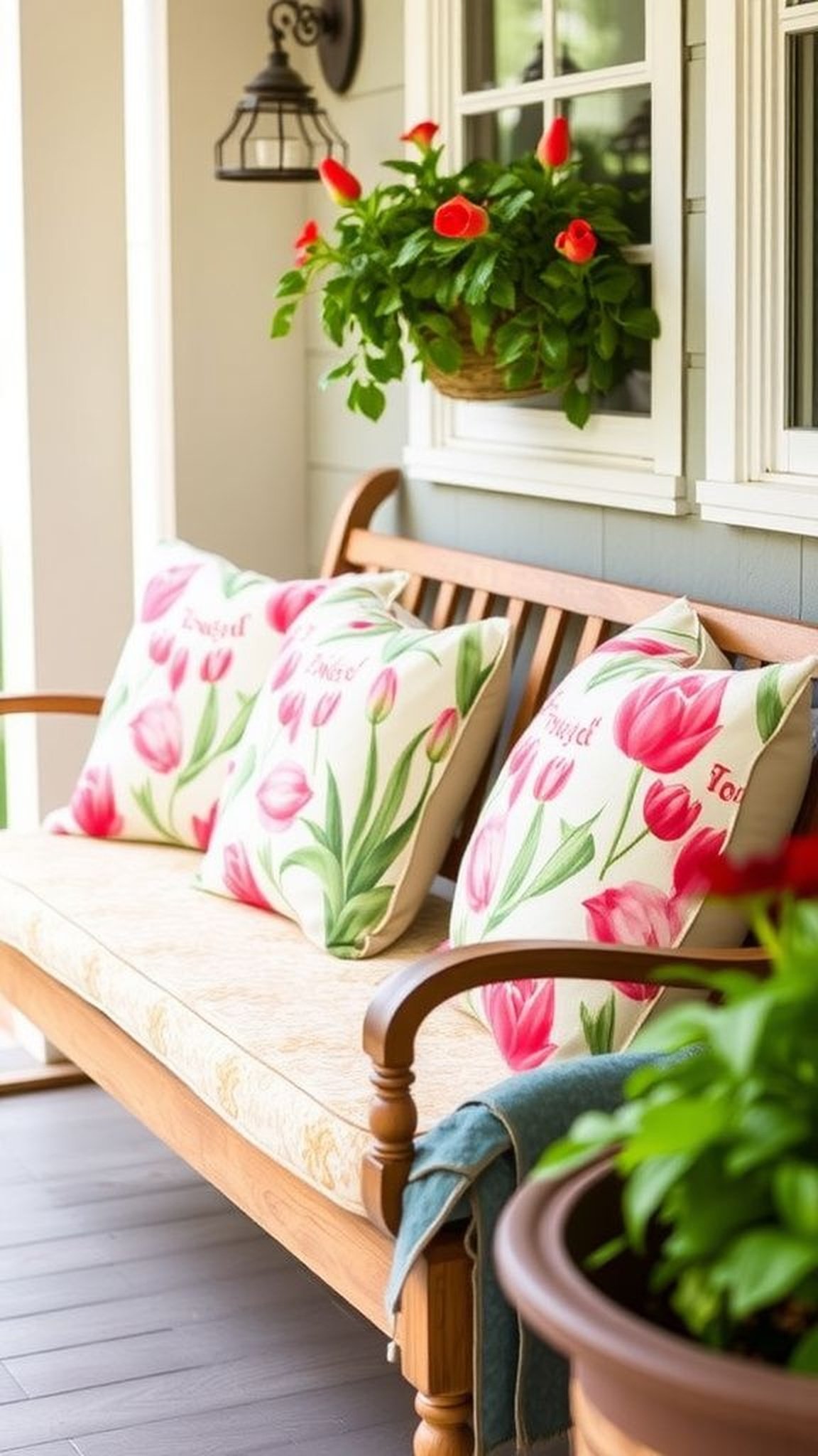 Weatherproof pillow covers with spring motifs