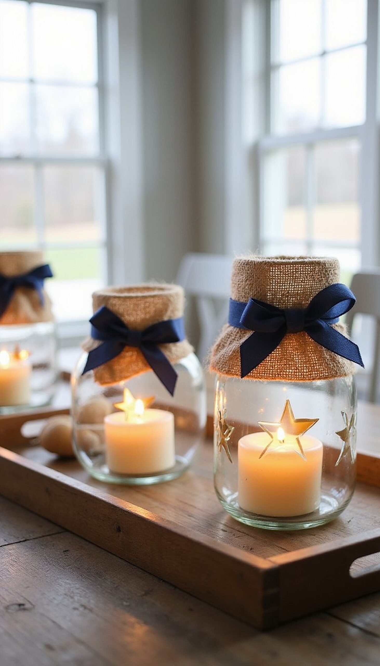 Mason Jar Lanterns with Star Cutouts