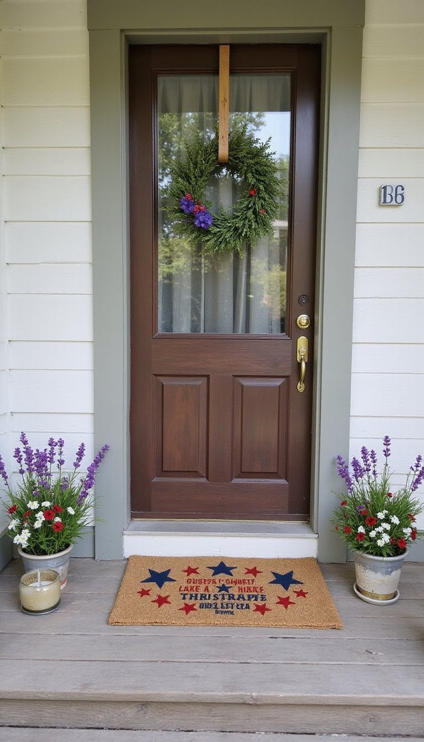 Patriotic Doormat with Stenciled Stars