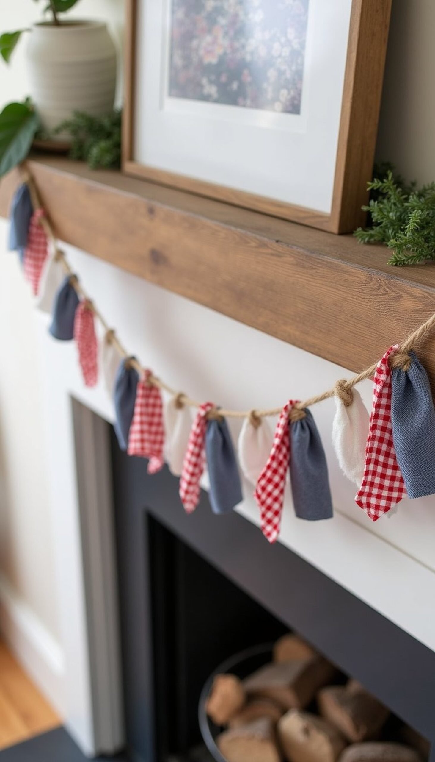 Patriotic Fabric Garland for Mantel or Porch