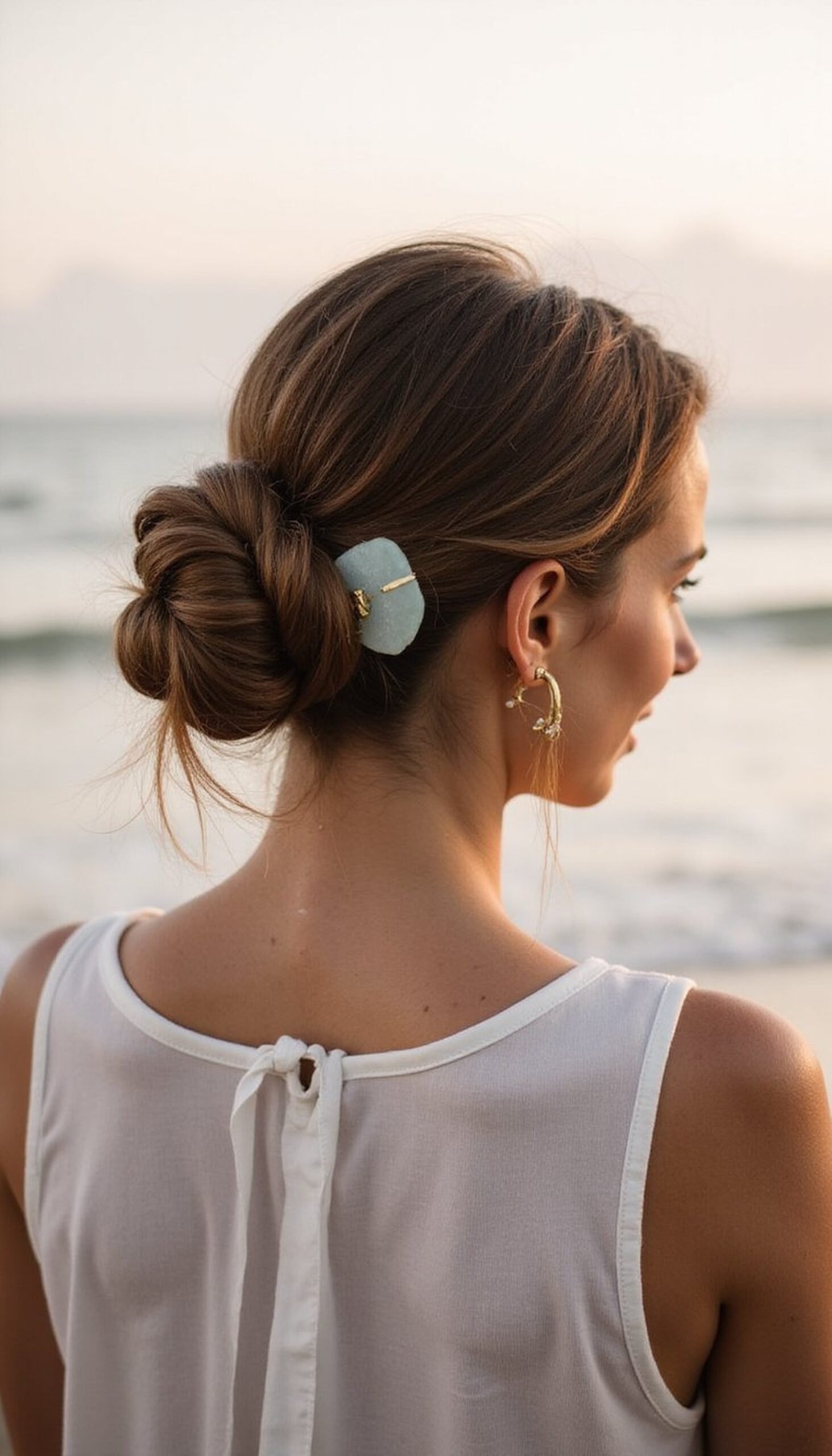 Quick Twist Chignon With Sea Glass Clip