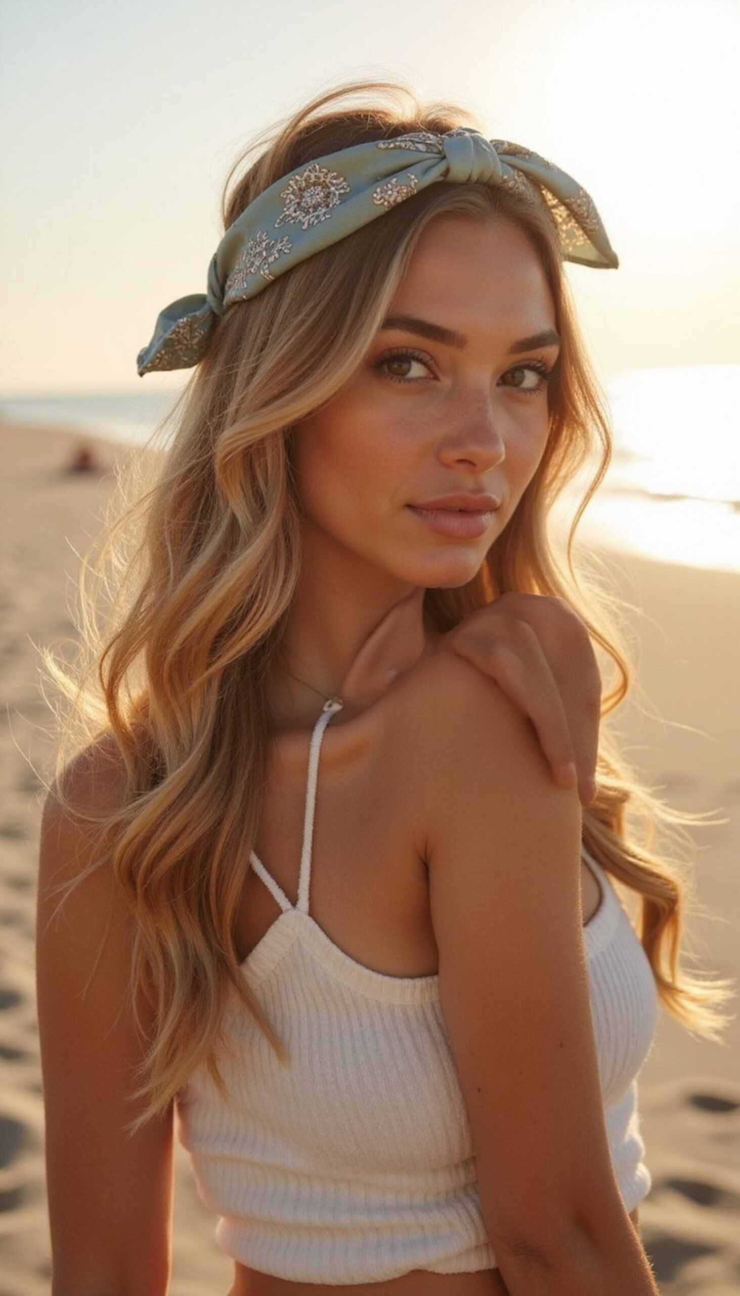 Sea Salt Bandana Tied Crown Braid