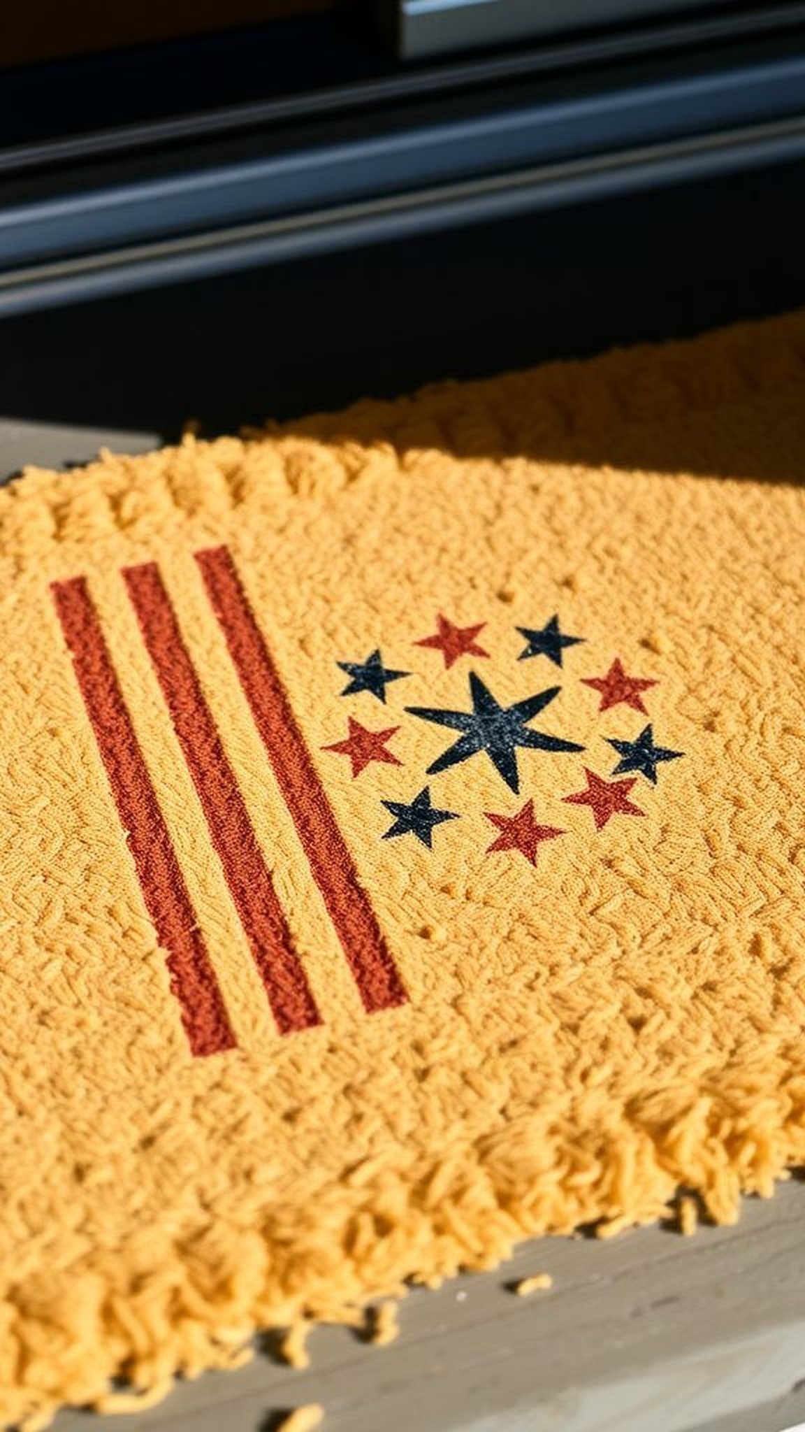 Patriotic doormat with hand-stenciled charm