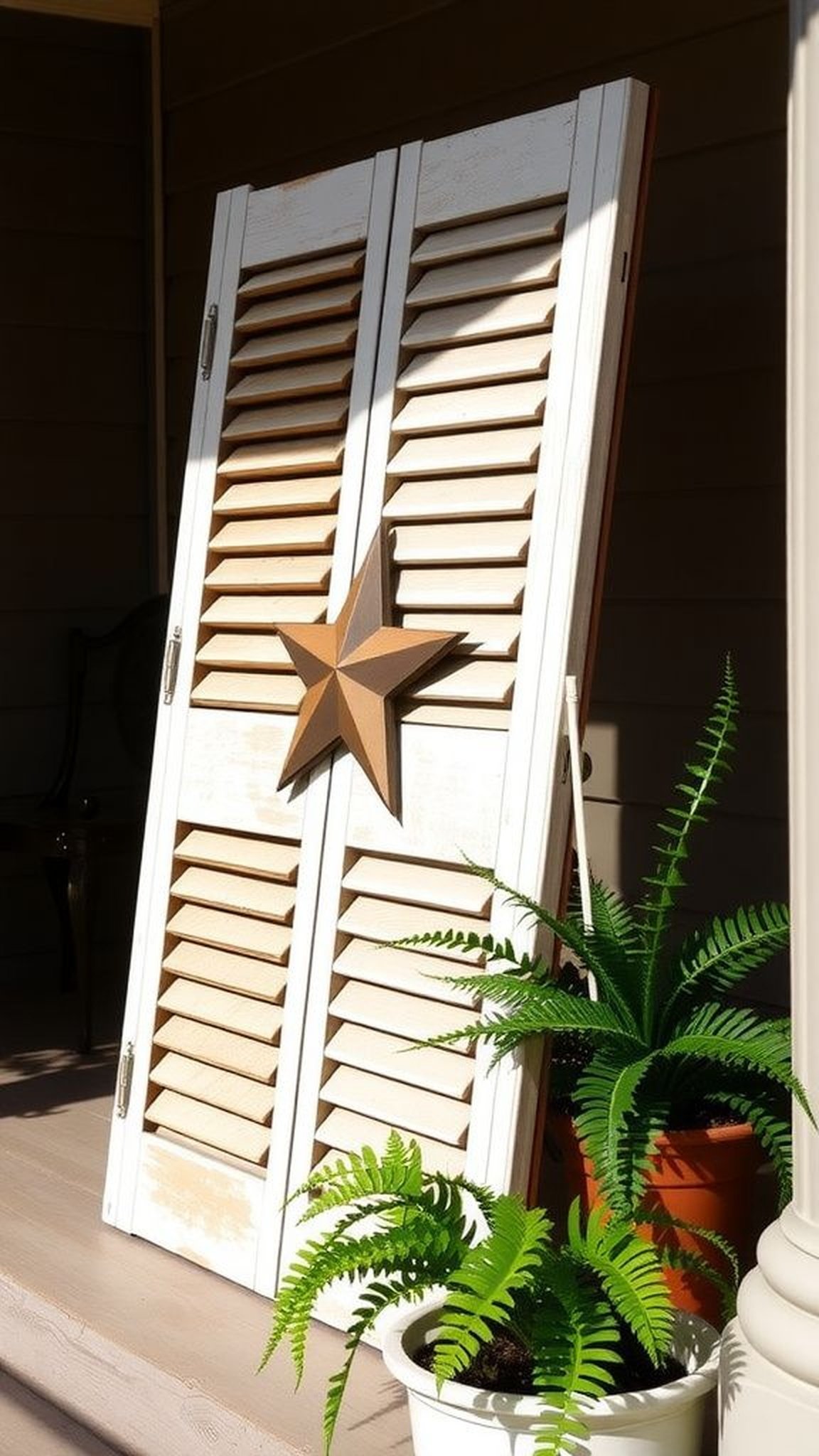 Reclaimed shutter star display for quiet patriotism