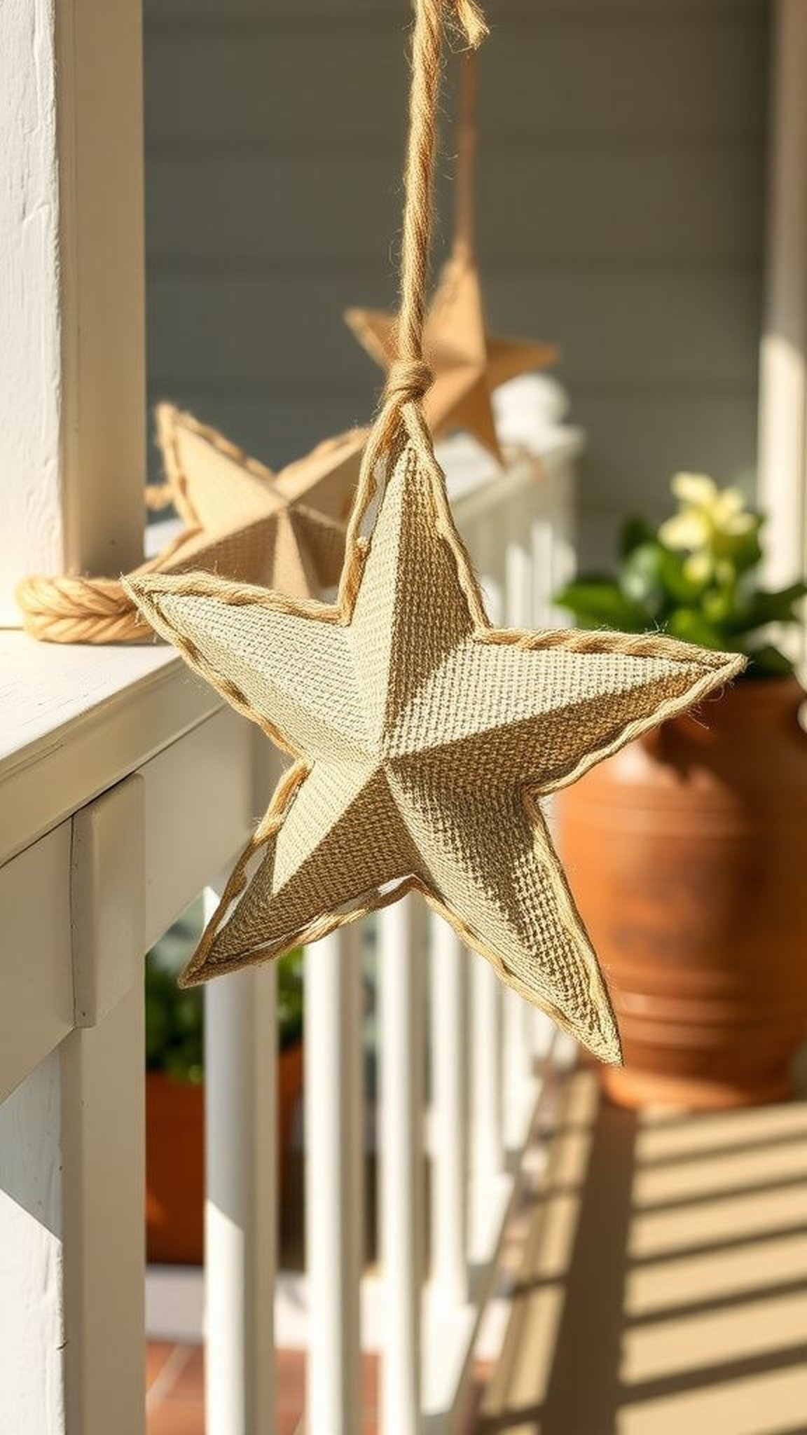 Star-shaped burlap garland with soft edges