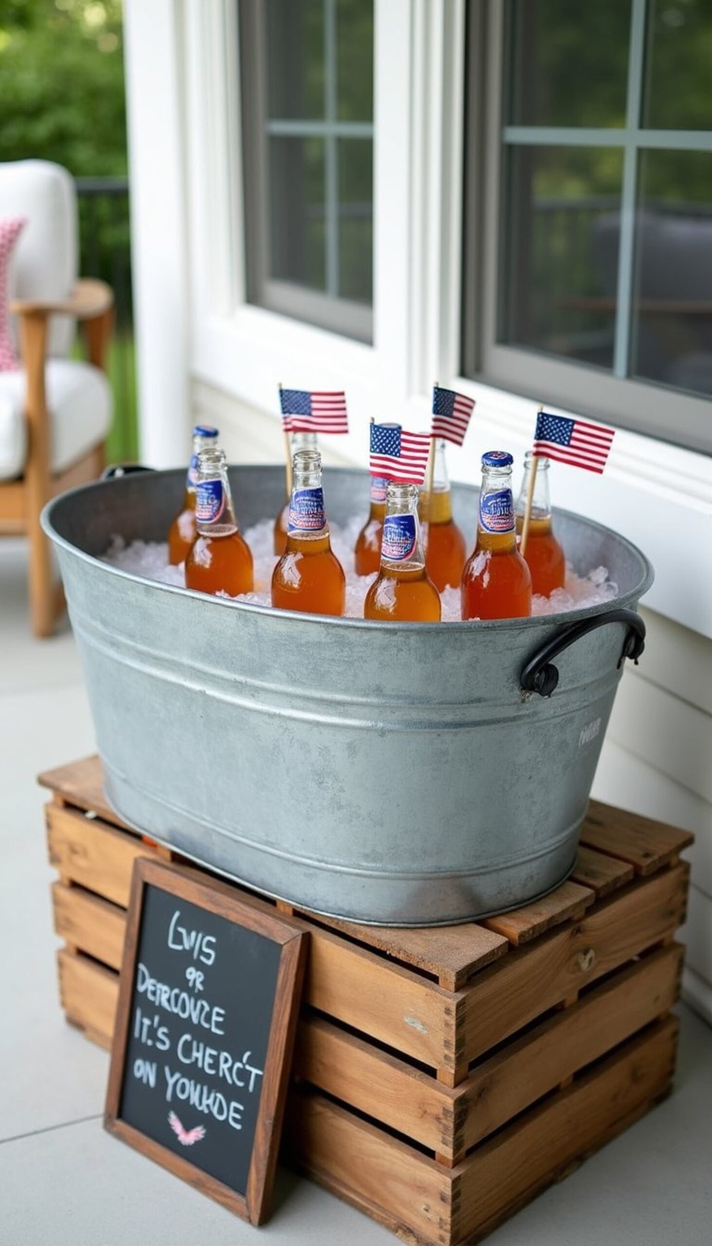Galvanized tub drink station for guests