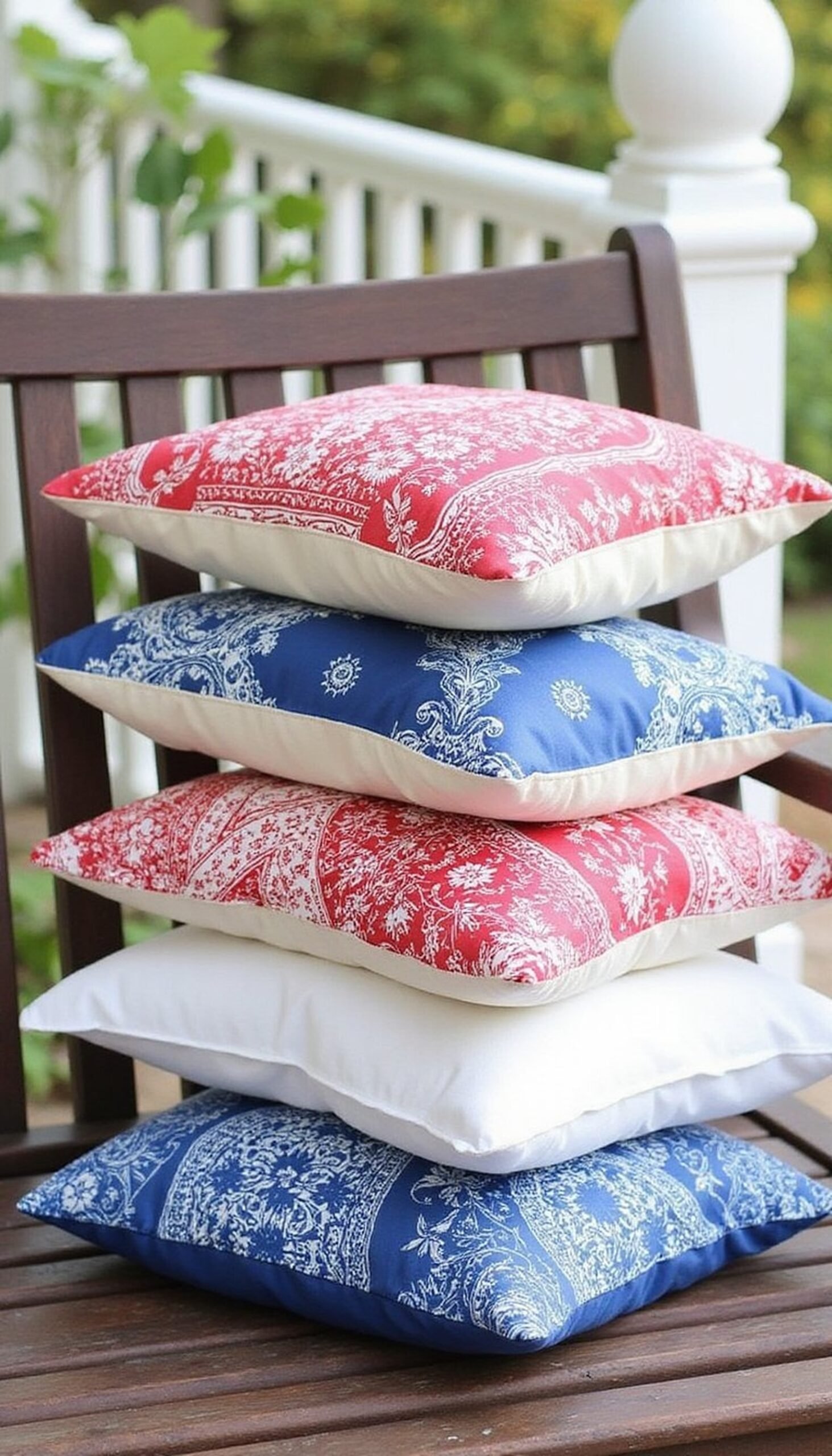 Patriotic pillow covers sewn from bandanas