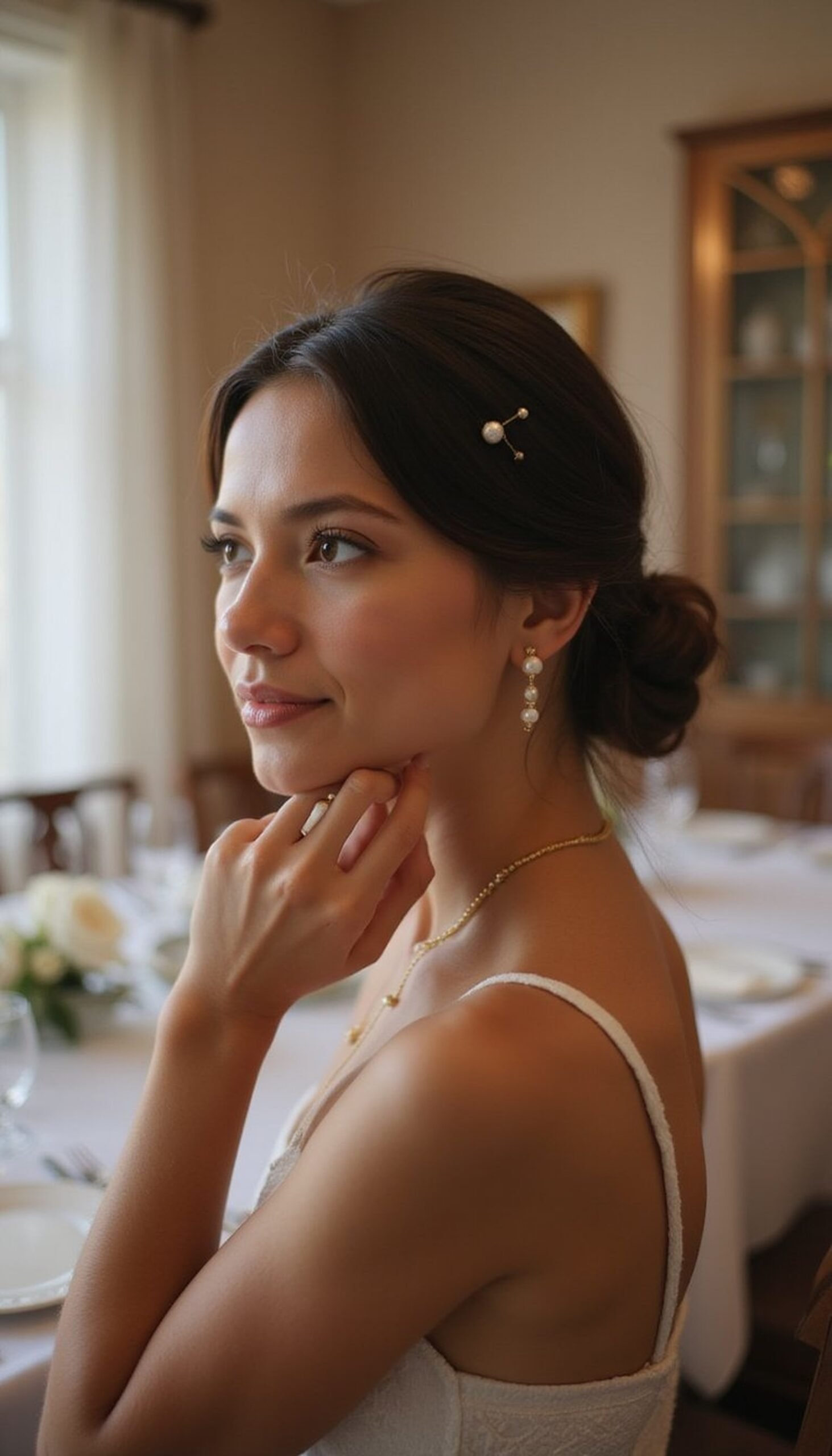 Low Knot With Pearls For Quiet Elegance