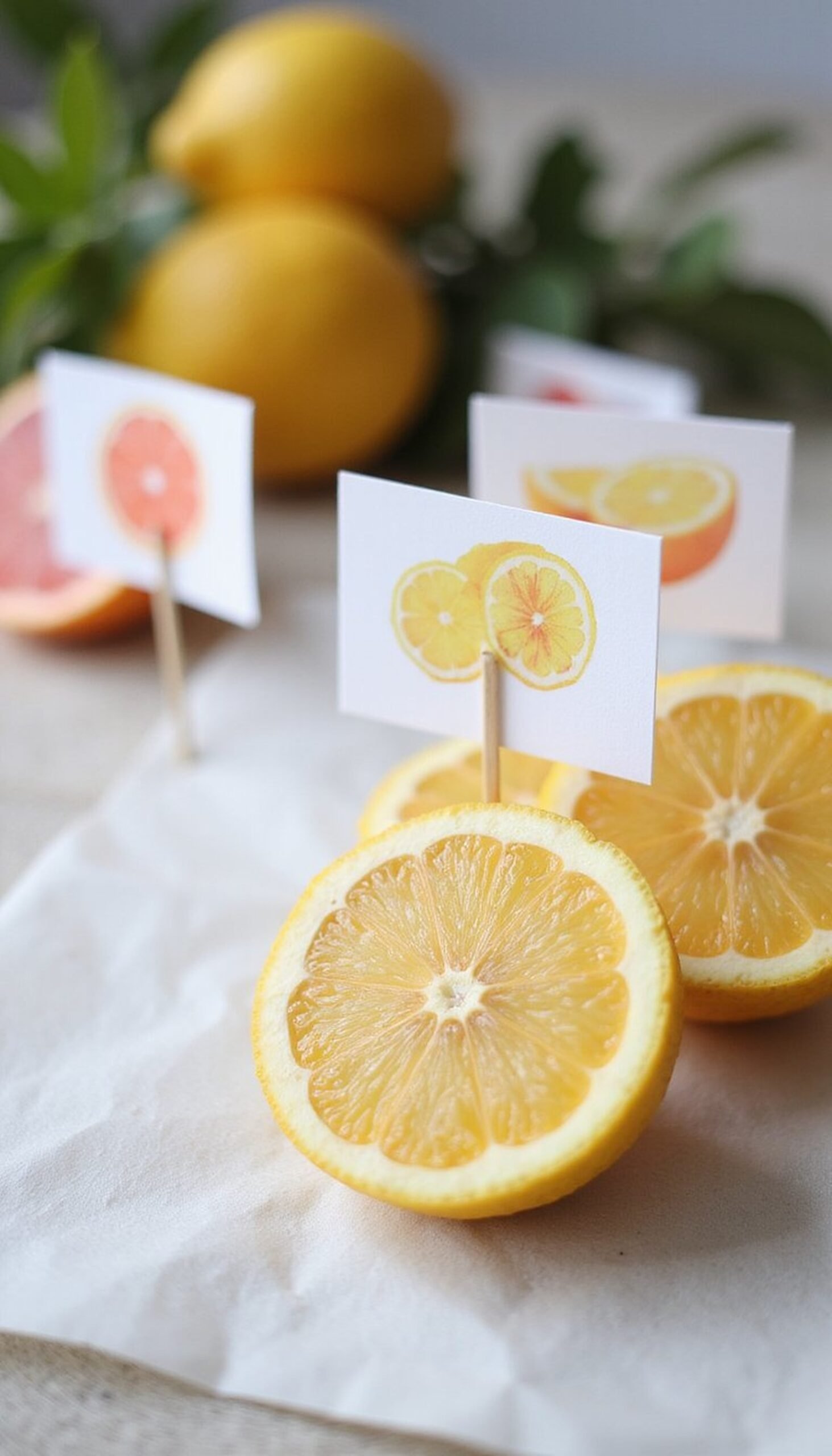 Citrus Place Cards with Watercolor Wash
